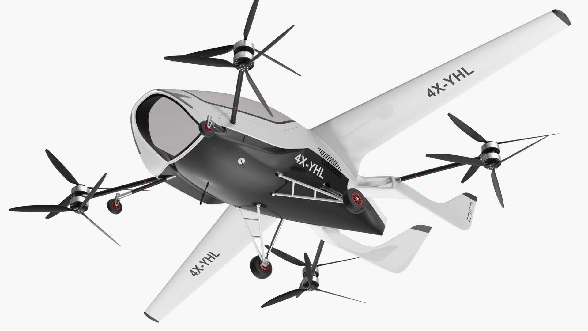 3D eVTOL Air One Two Seater Aeroplane Rigged