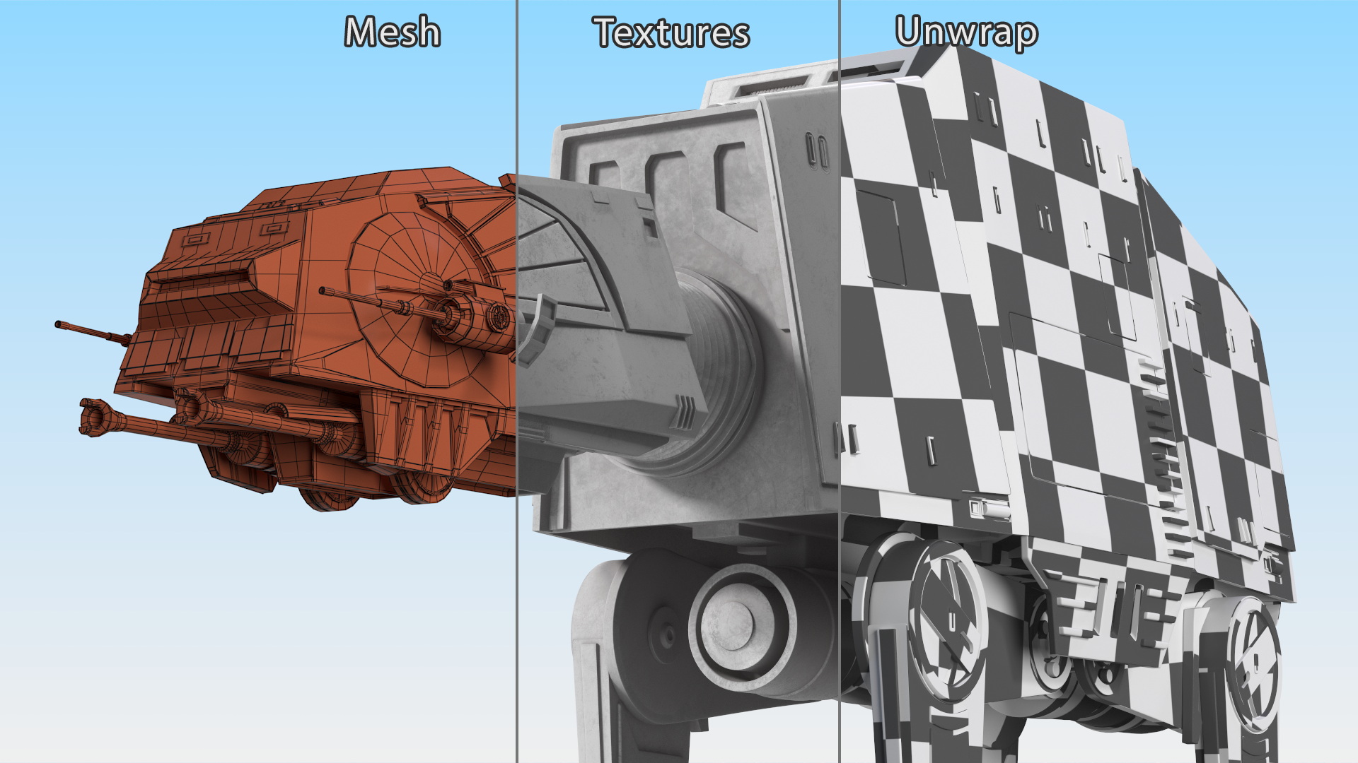 3D Star Wars AT-AT Rigged for Maya