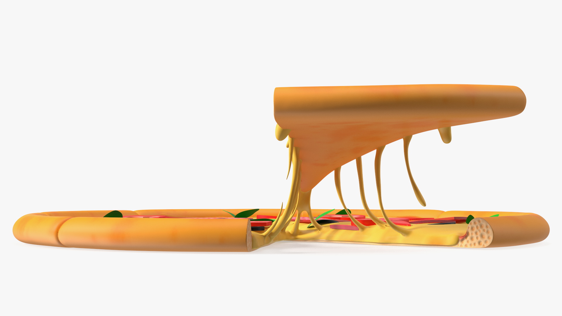 Cartoon Pizza with One Slice Taken 3D model