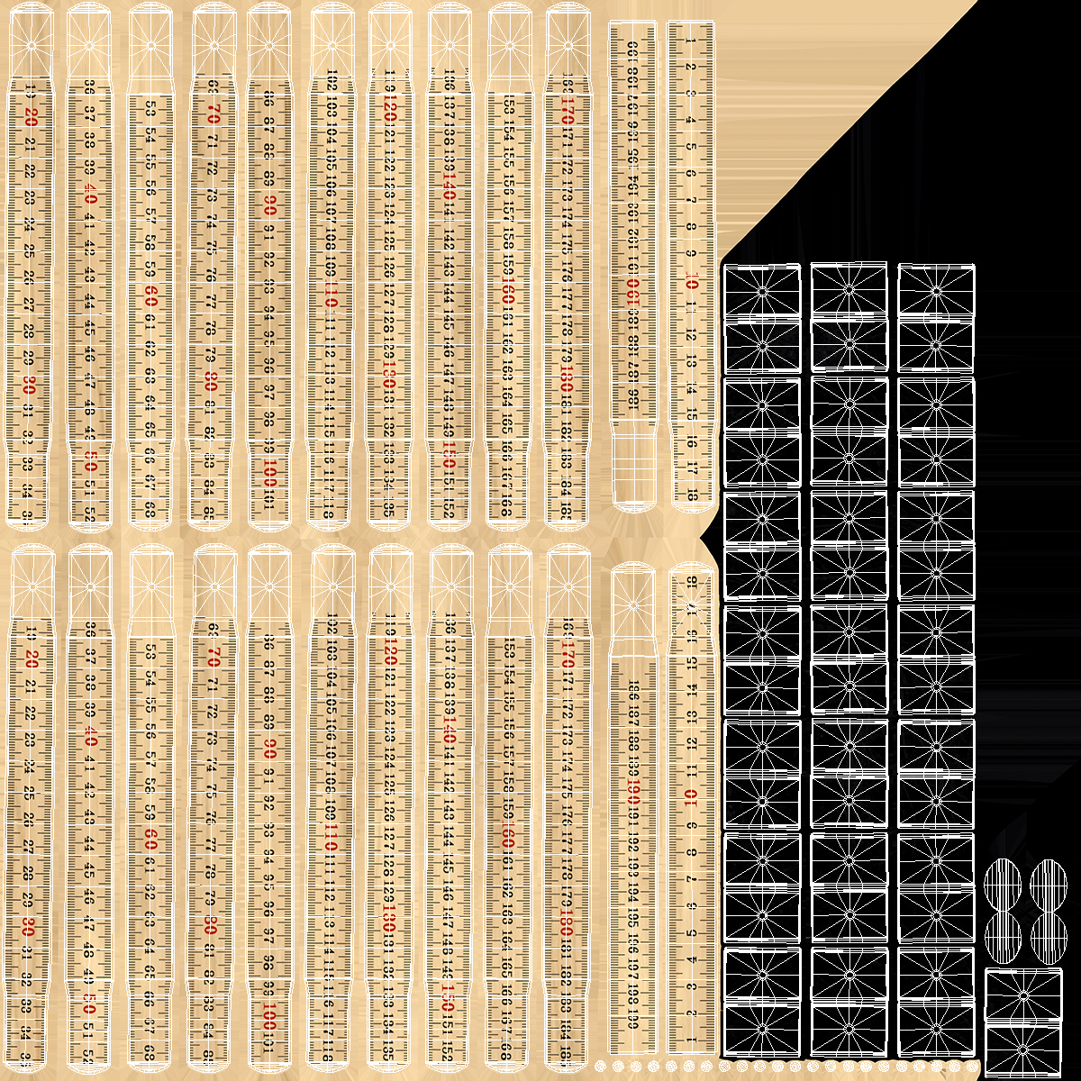 3D Folding Ruler with Metric Measurements model