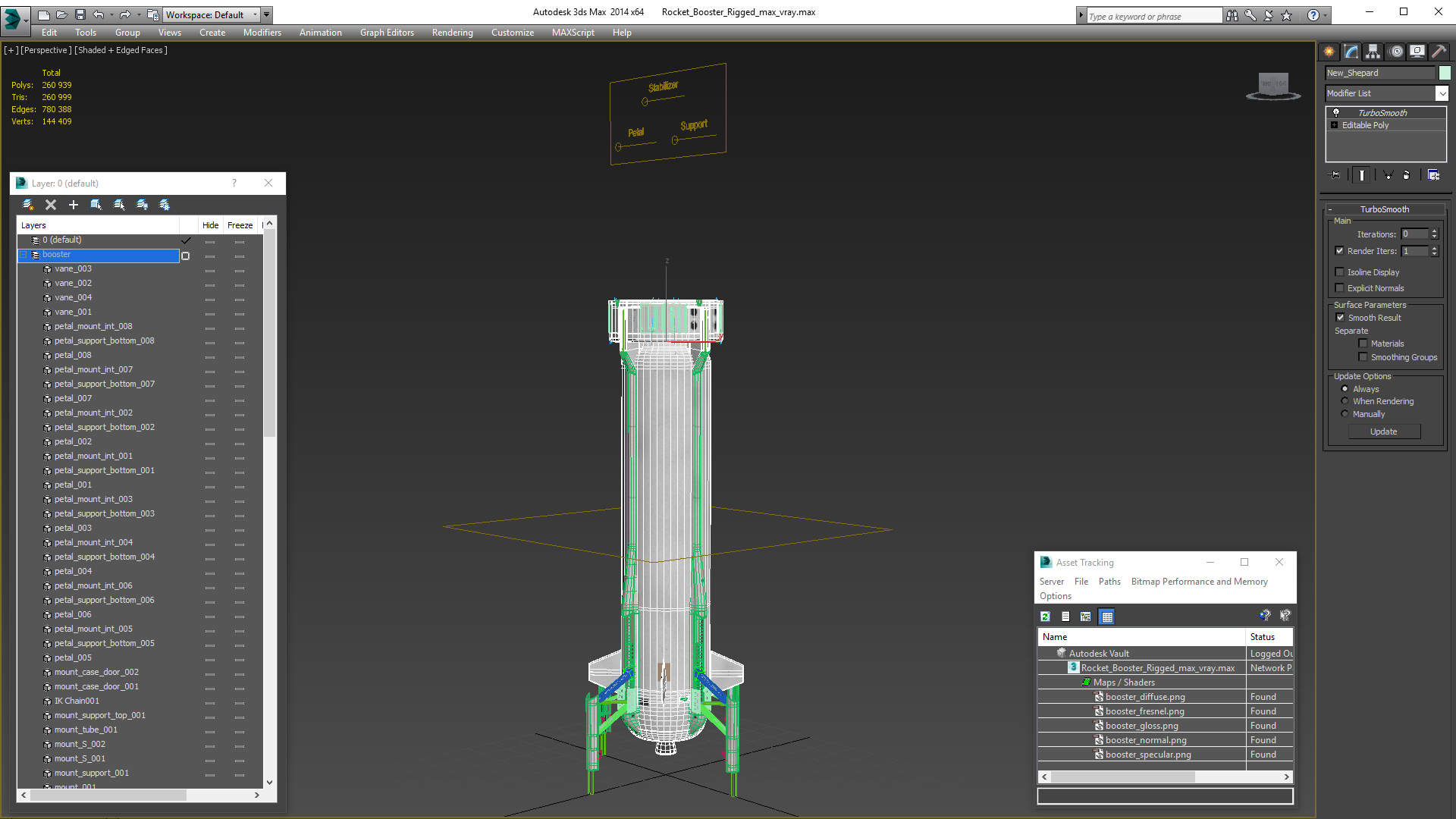 3D Rocket Booster Rigged