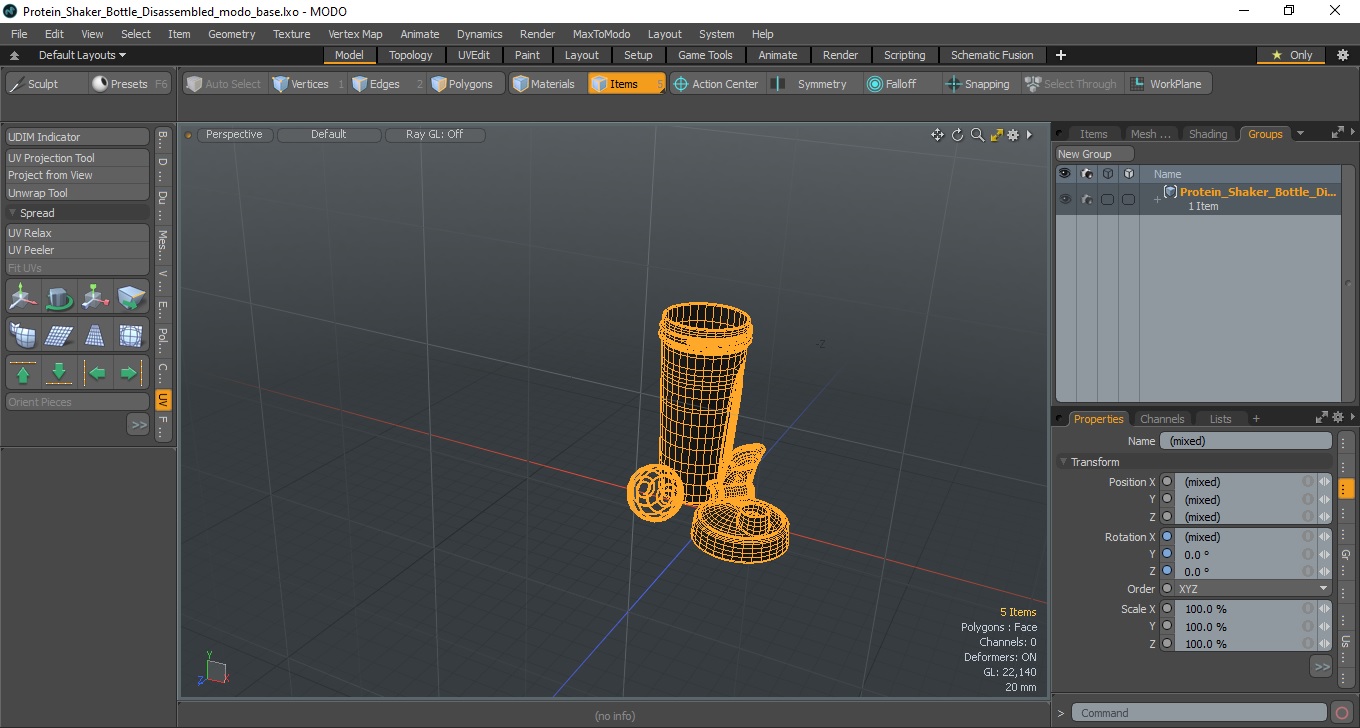 Protein Shaker Bottle Disassembled 3D model