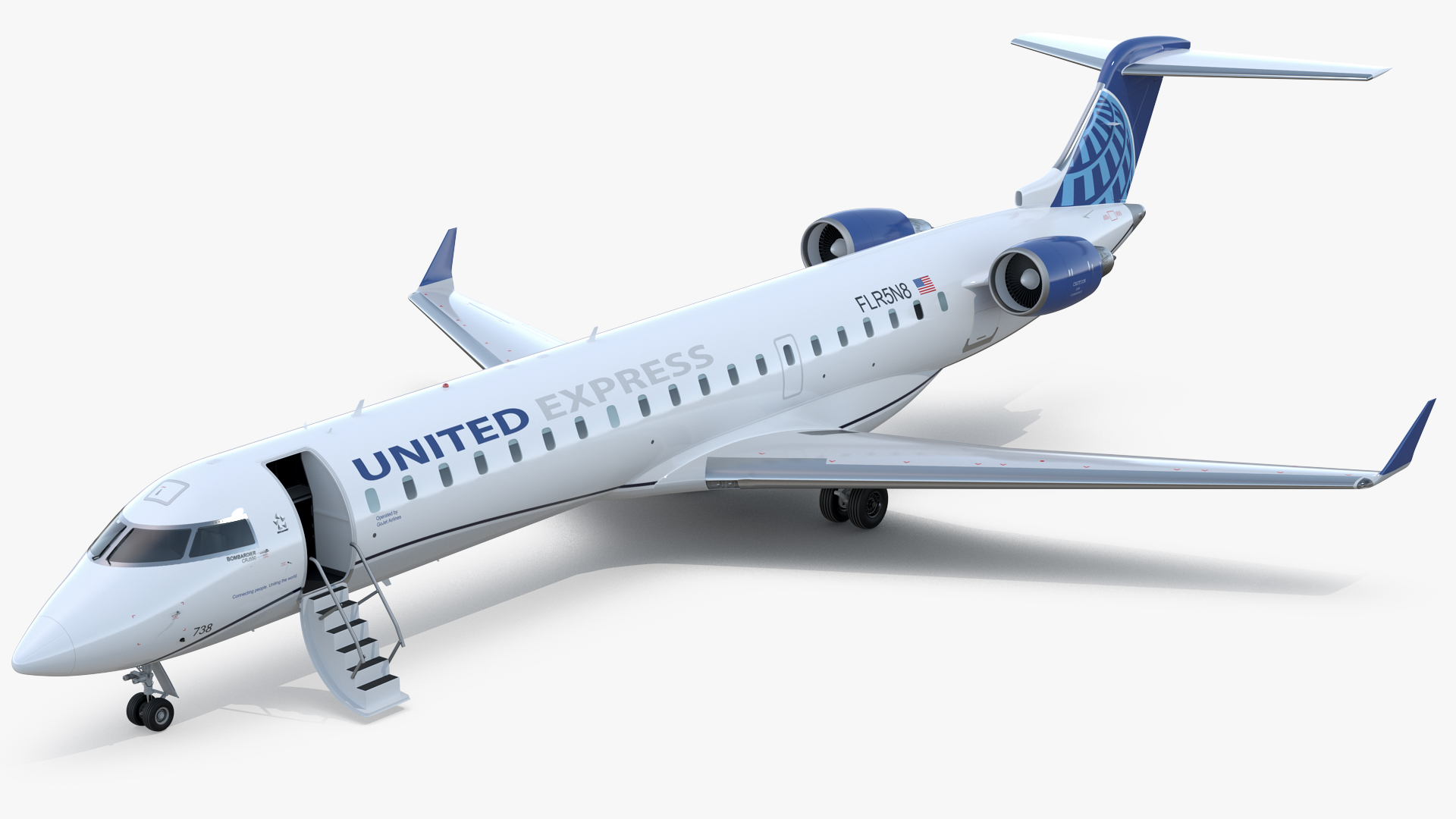 Bombardier CRJ550 Regional Jet United Express Rigged 3D