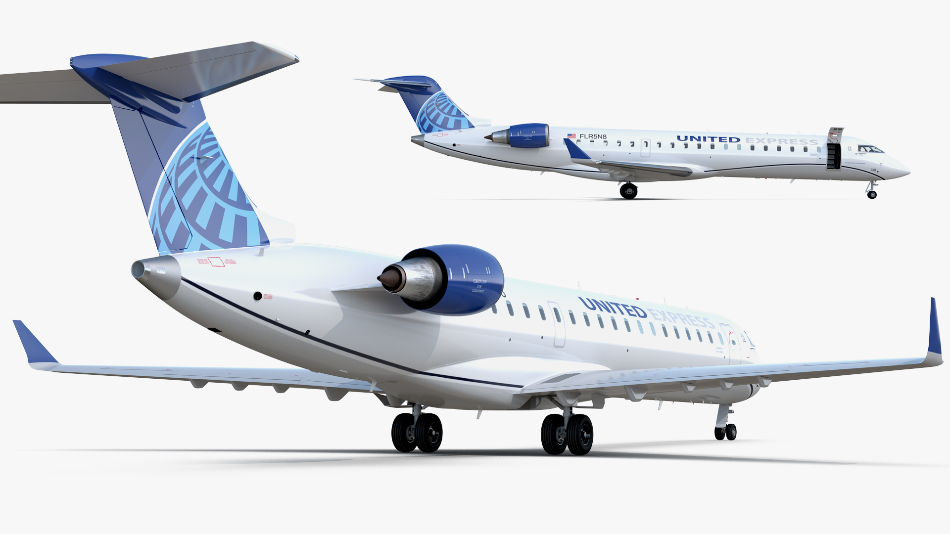 Bombardier CRJ550 Regional Jet United Express Rigged 3D