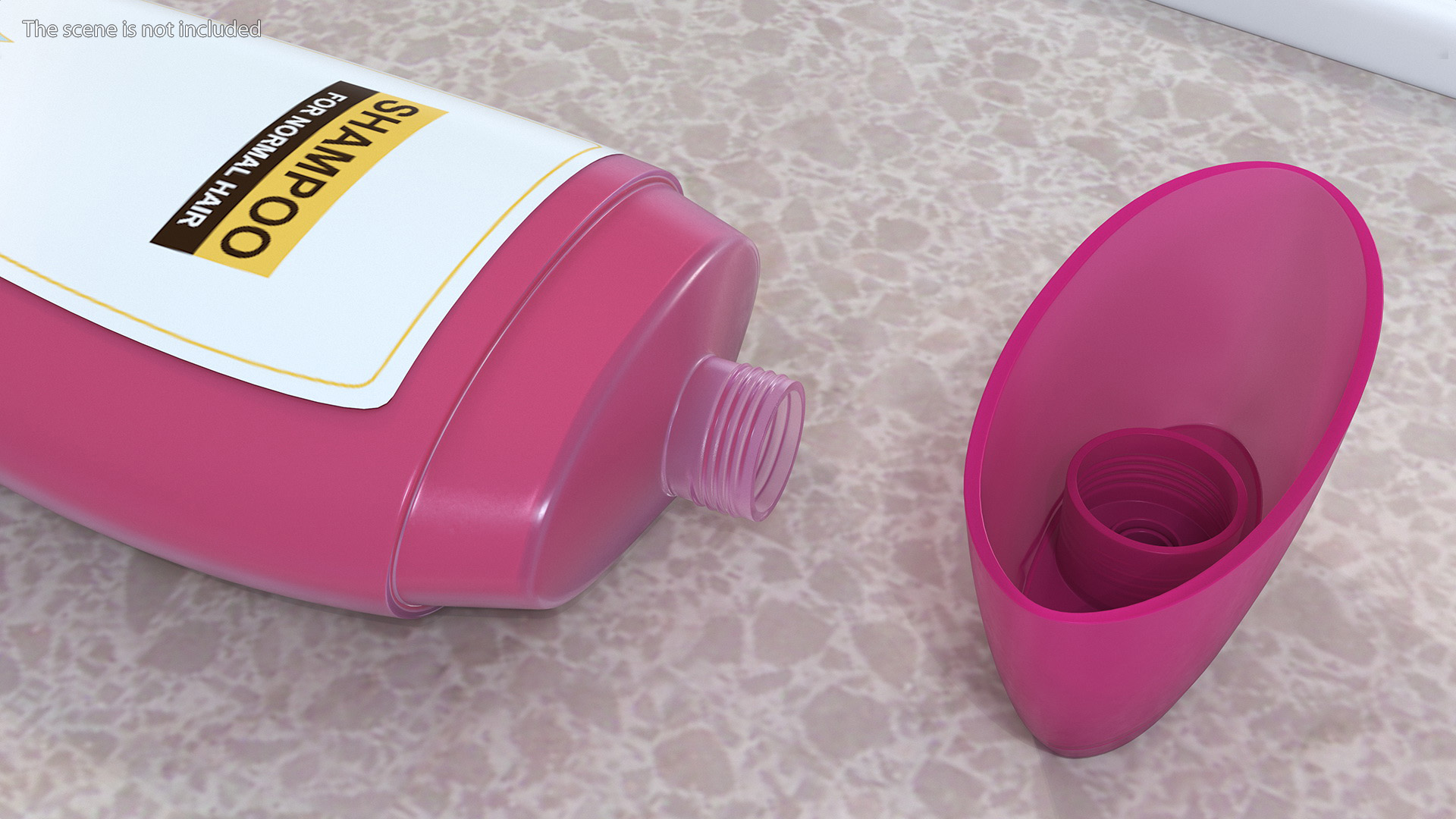 3D Shampoo Bottle Curved Shape Pink 400ml model