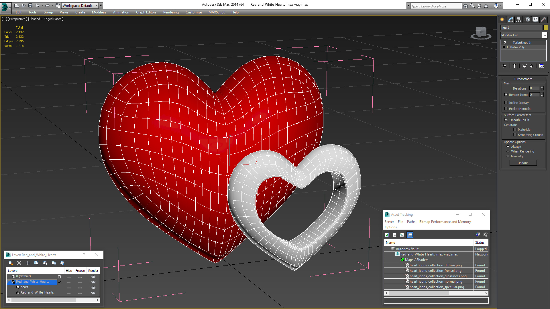 3D model Red and White Hearts