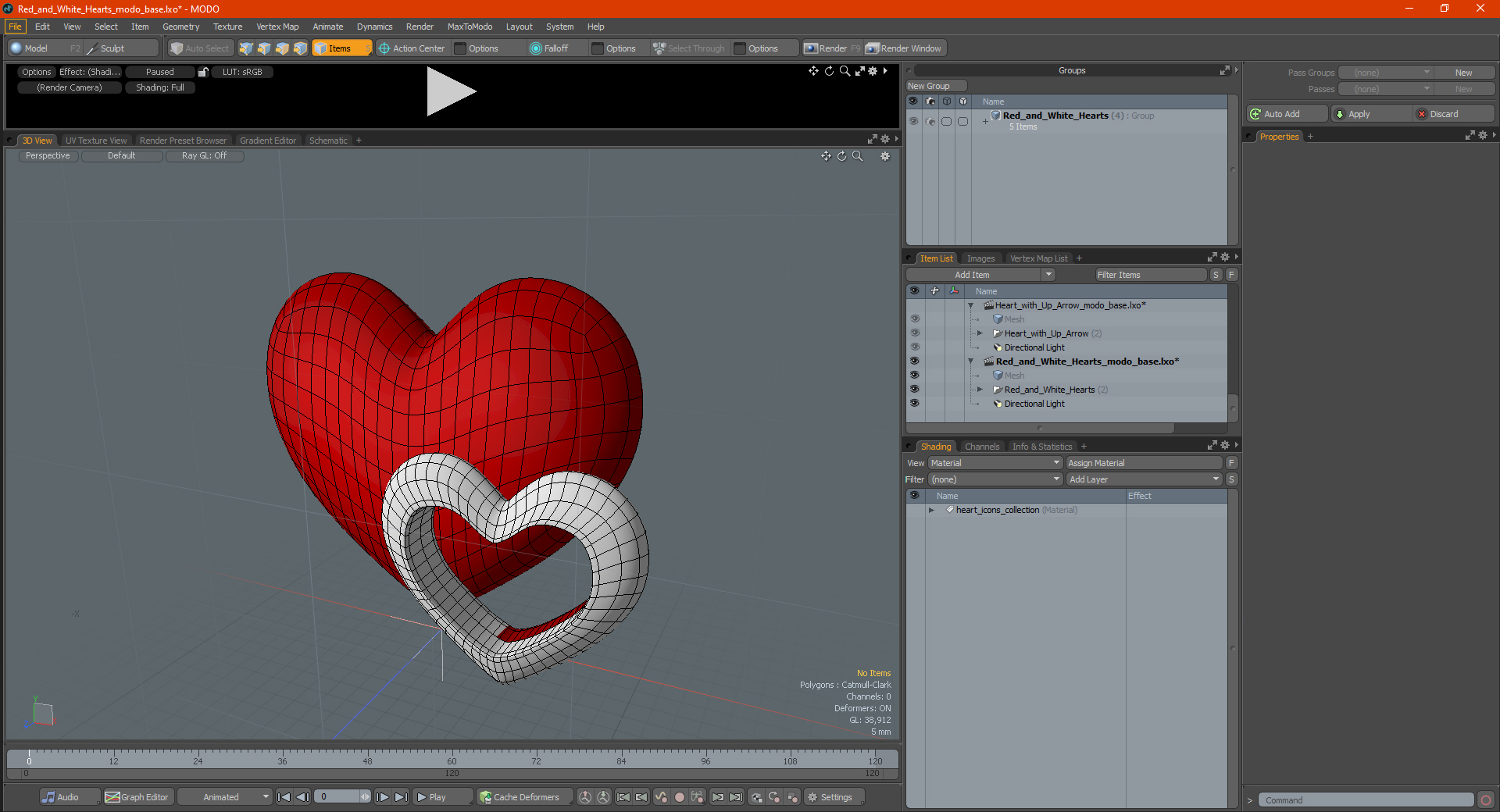 3D model Red and White Hearts