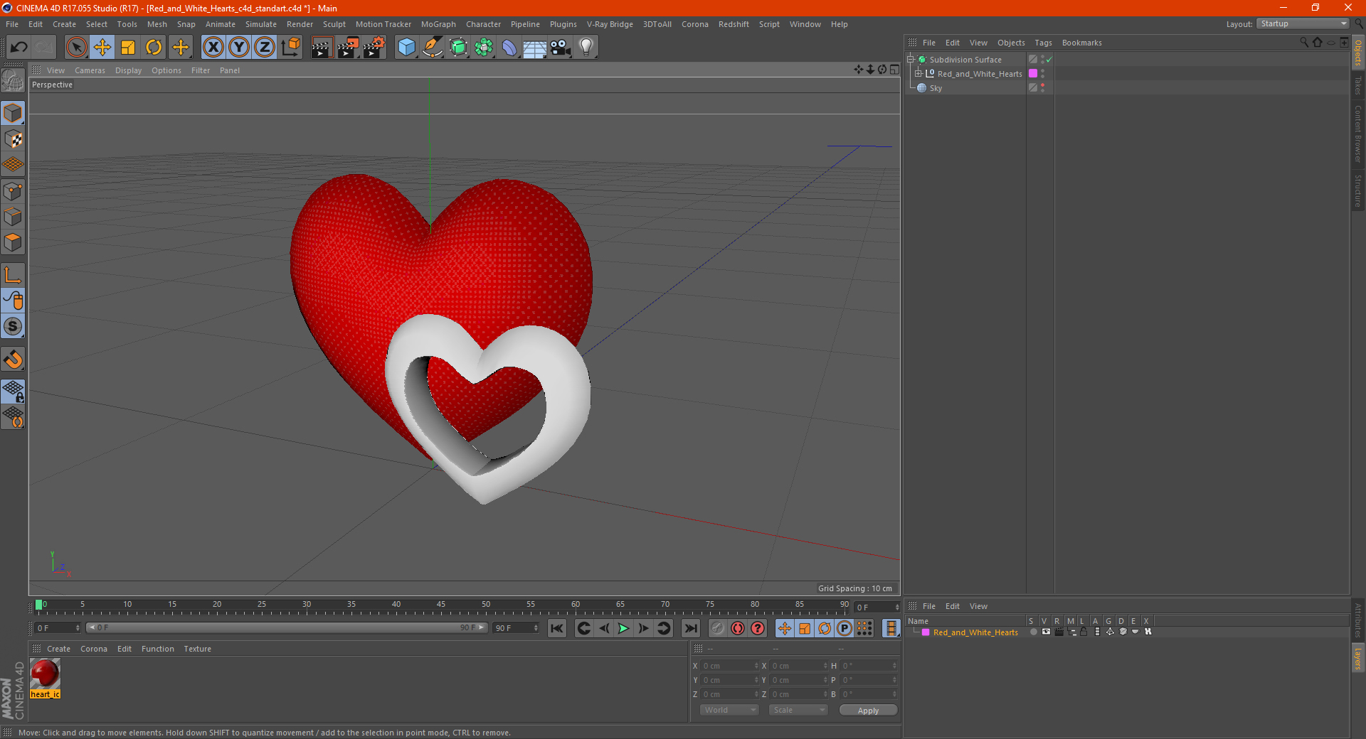 3D model Red and White Hearts