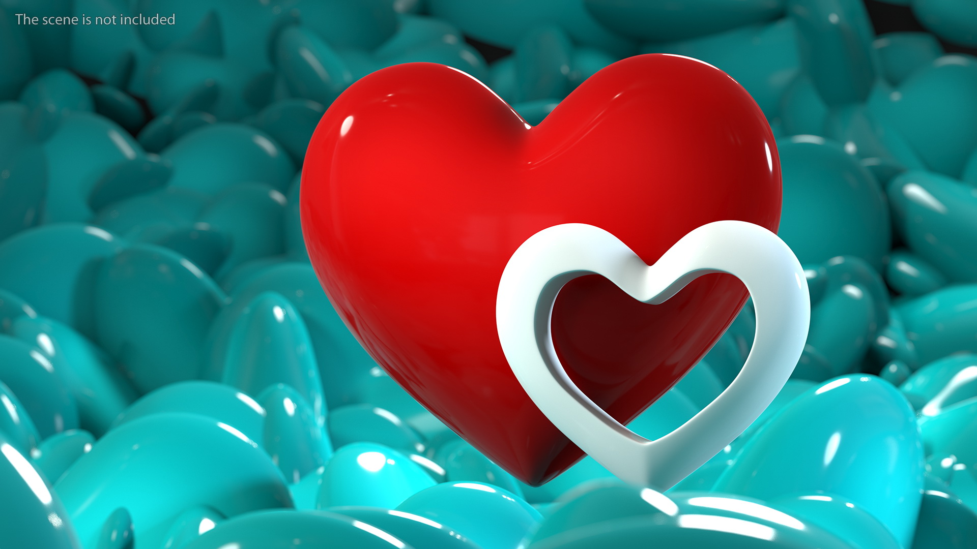 3D model Red and White Hearts