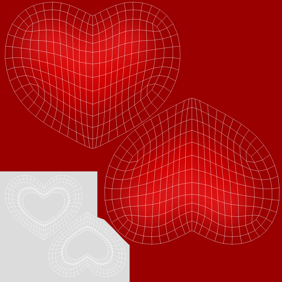 3D model Red and White Hearts