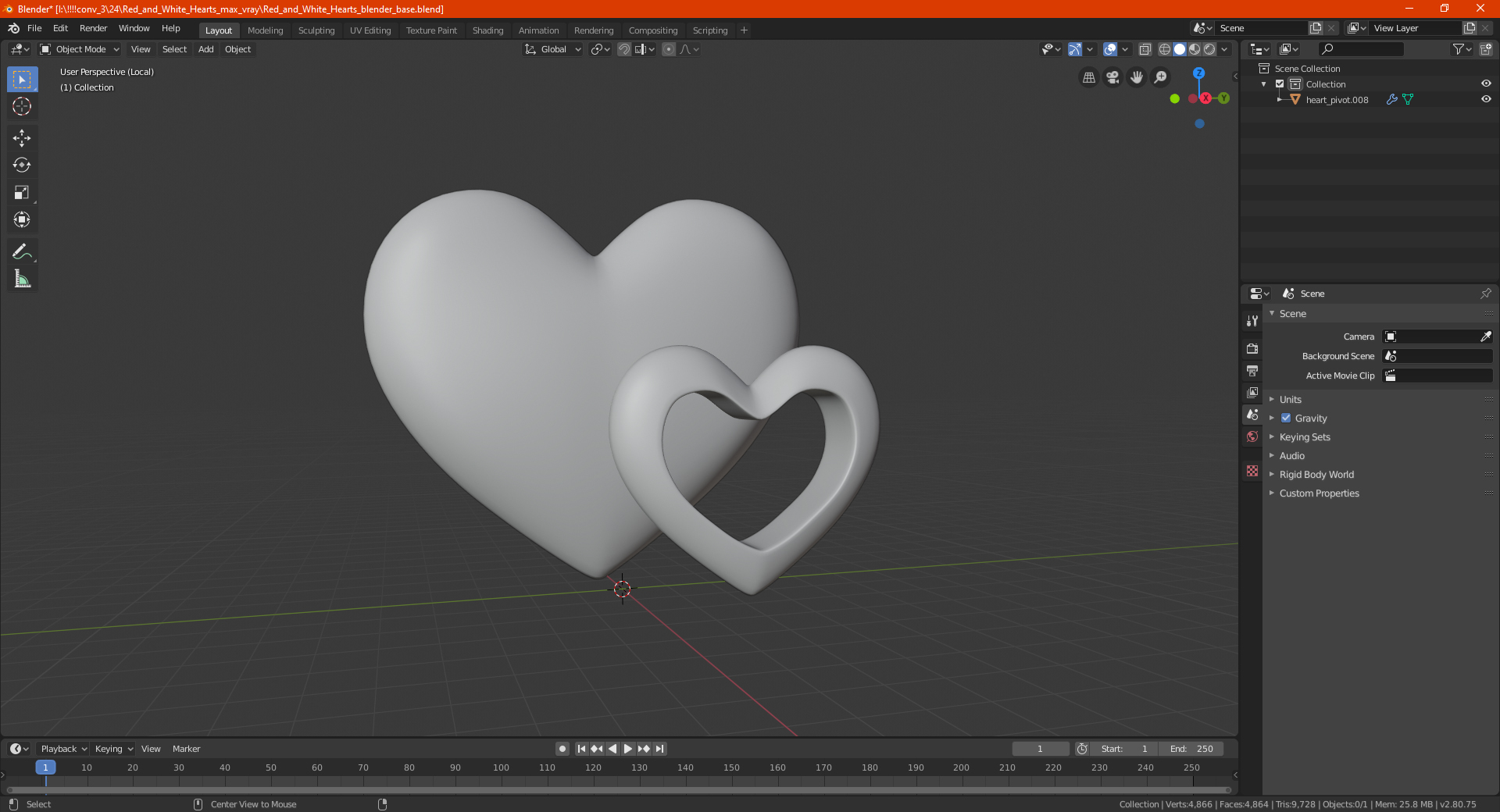 3D model Red and White Hearts