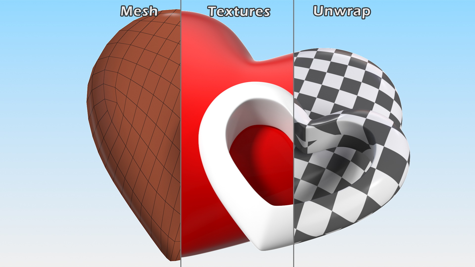 3D model Red and White Hearts