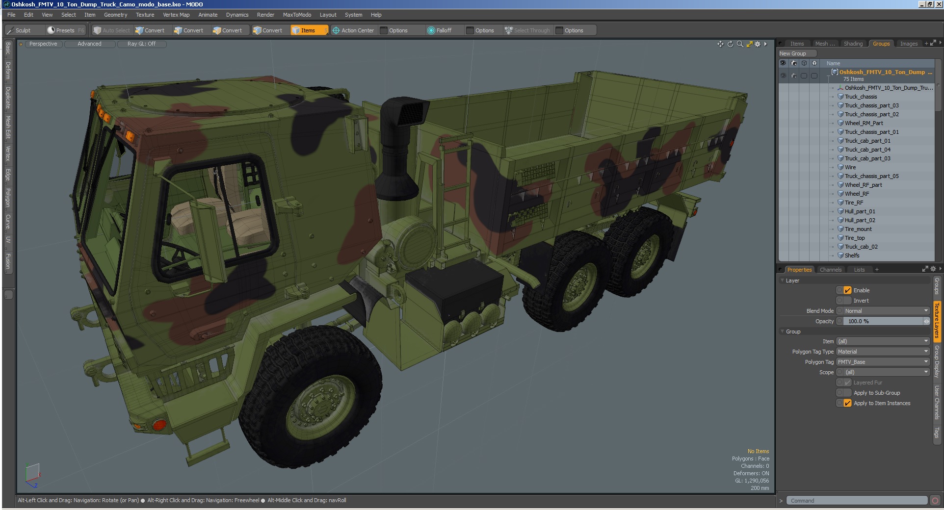 3D model Oshkosh FMTV 10 Ton Dump Truck Camo