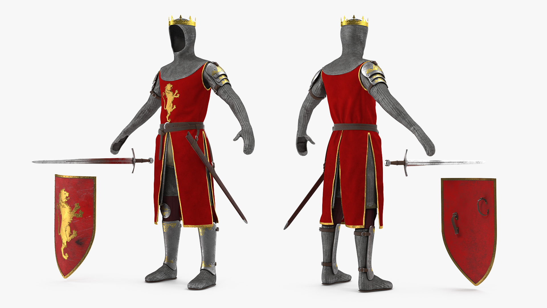 3D model Crusader Knight King Armor Set