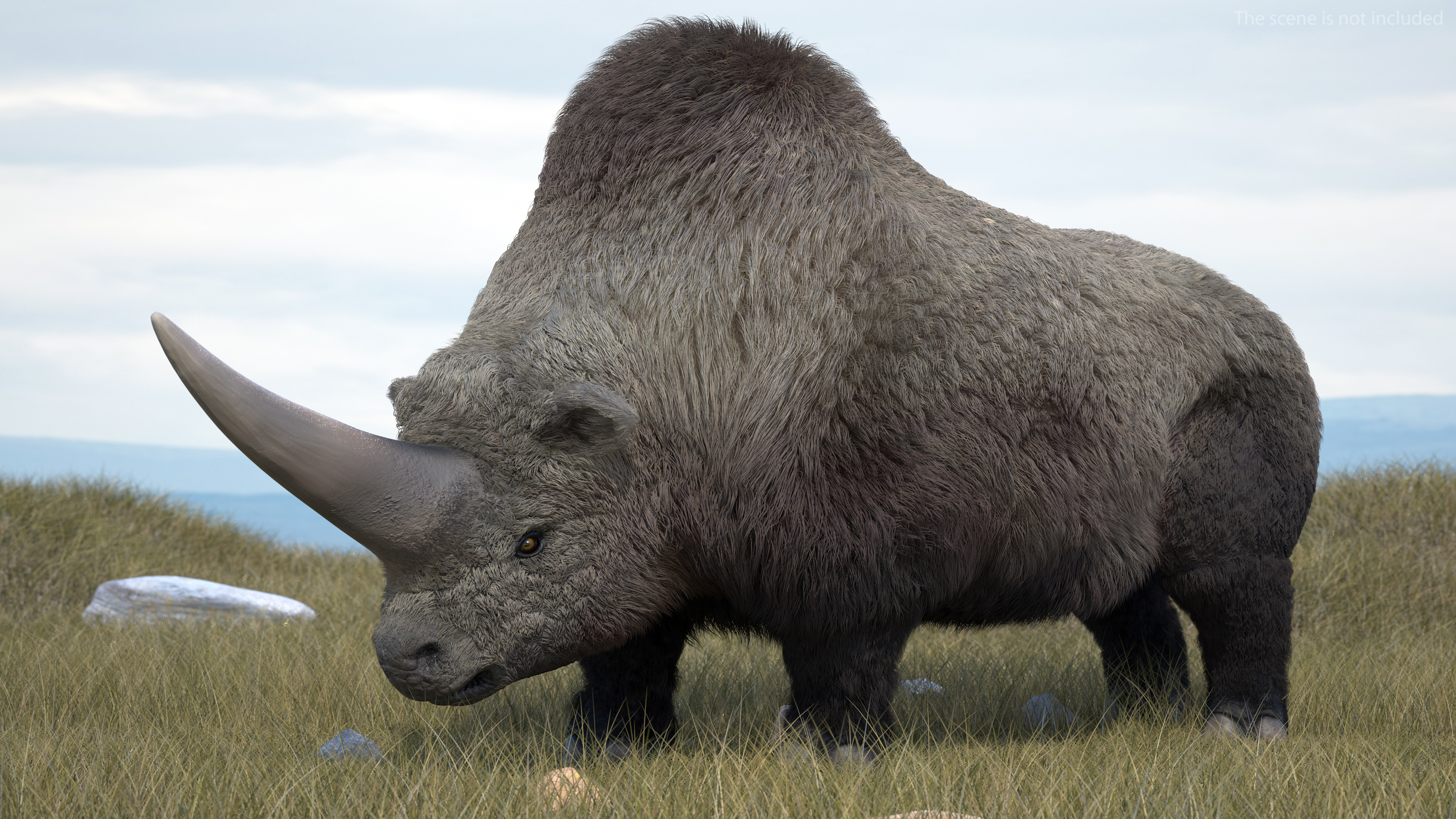 3D Elasmatherium Standing Pose Fur