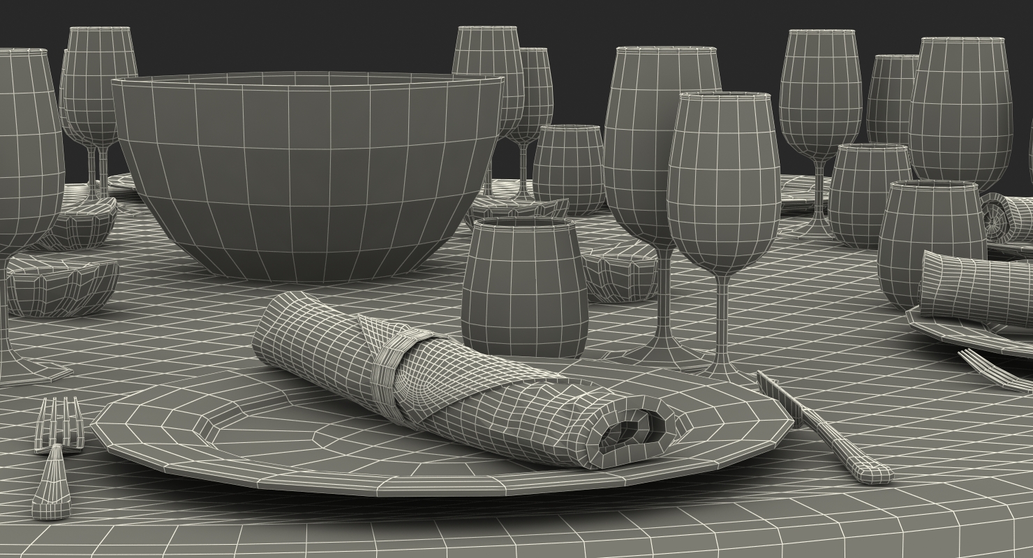 3D model Round Dining Served Table