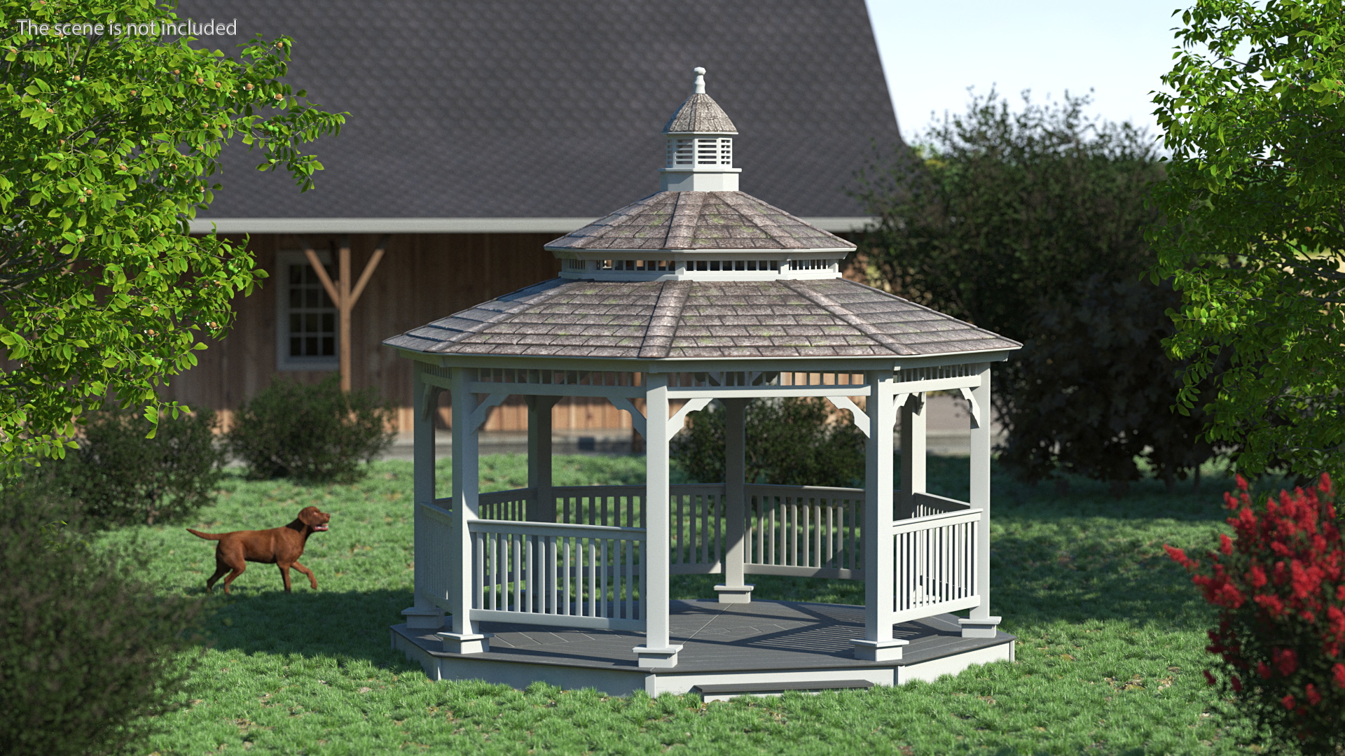 3D Vintage Garden Wooden Gazebo model