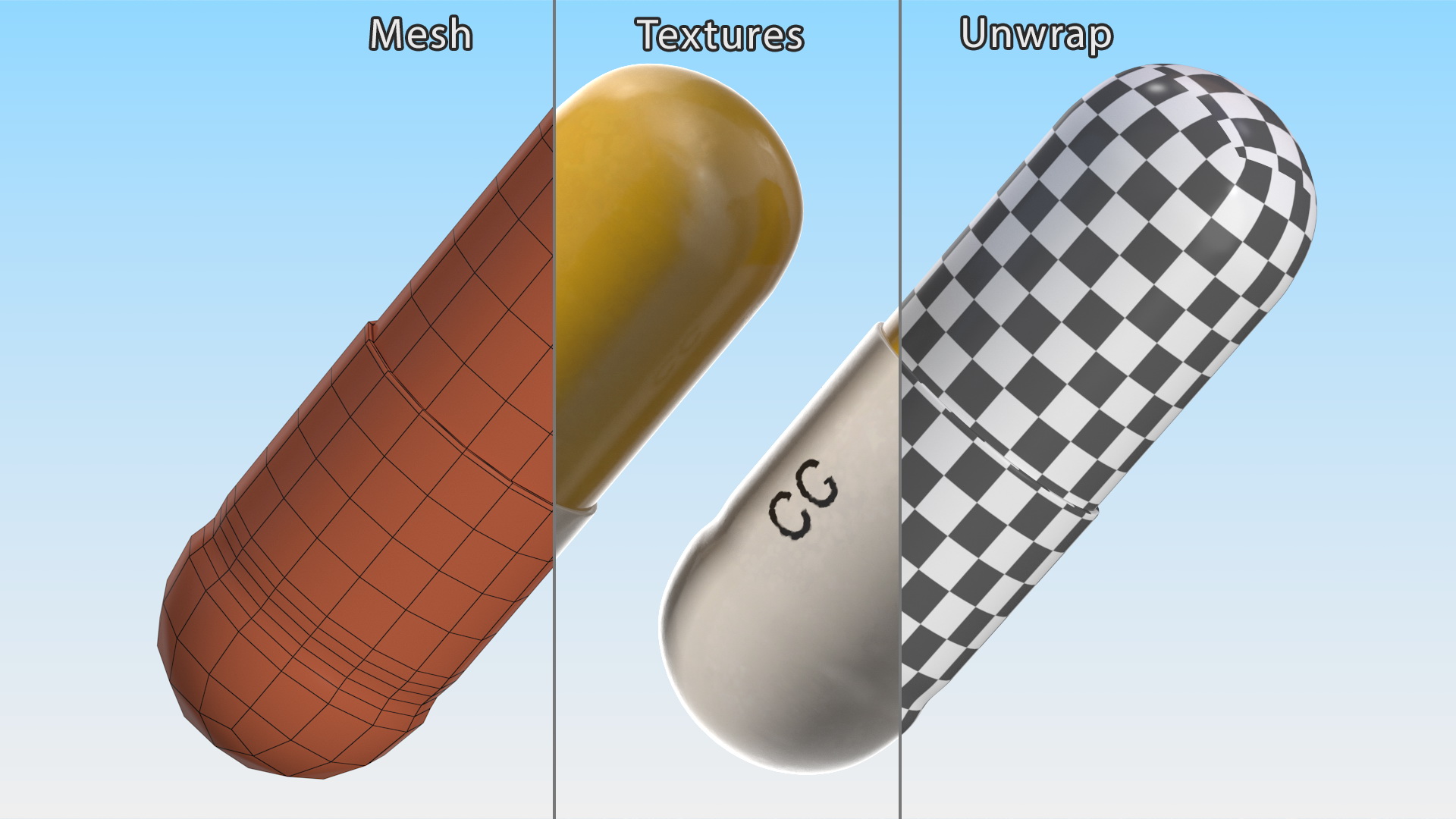 Yellow and White Capsule 3D model