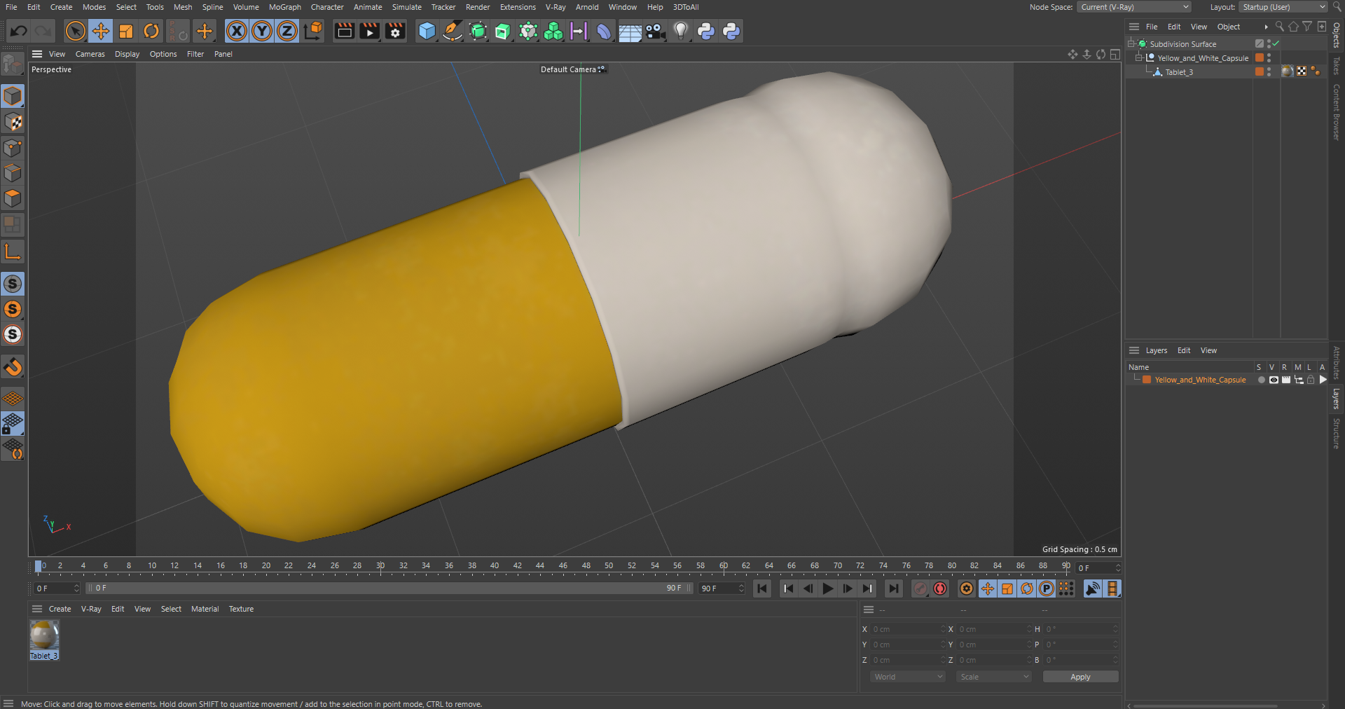 Yellow and White Capsule 3D model