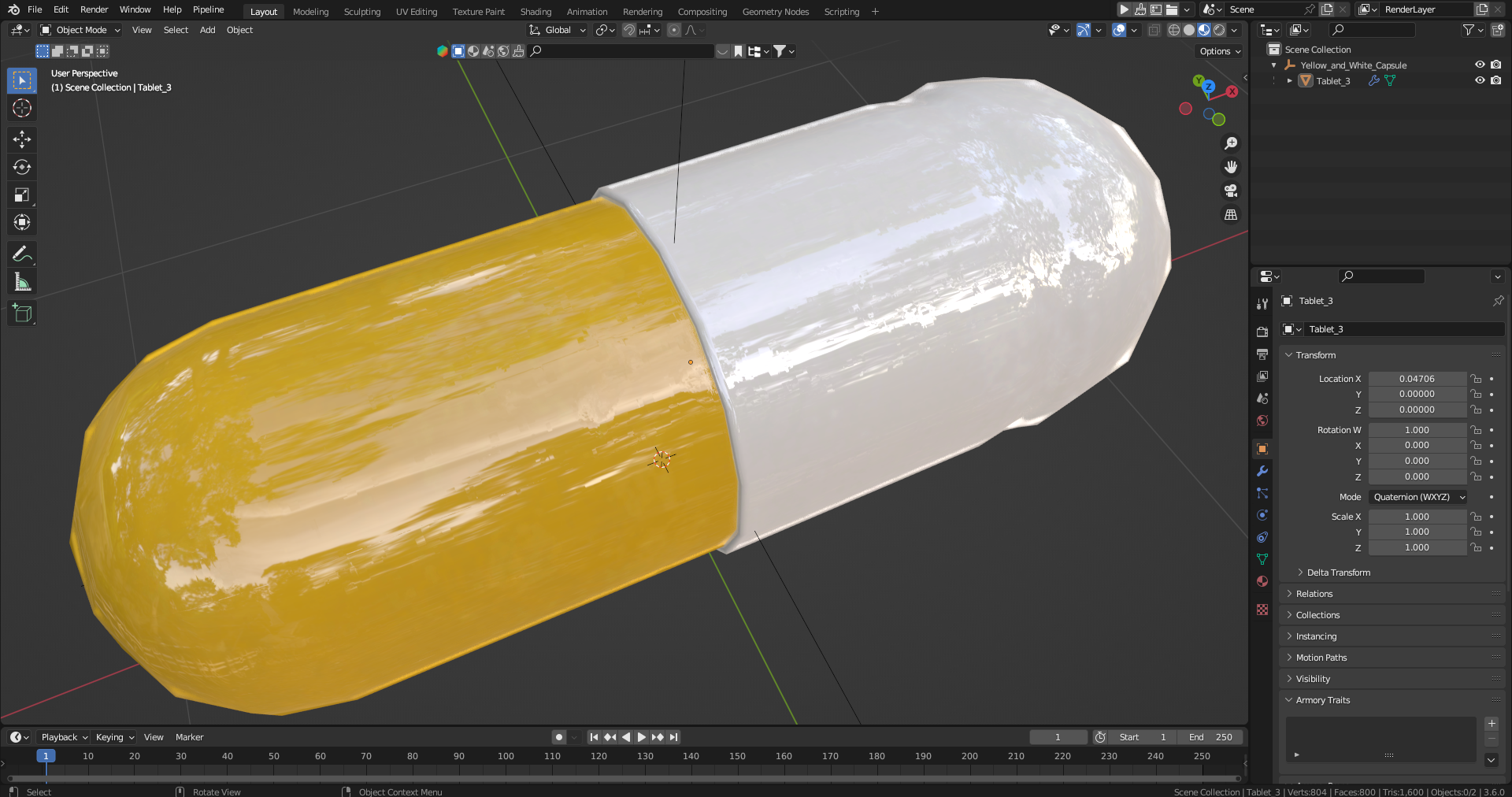 Yellow and White Capsule 3D model