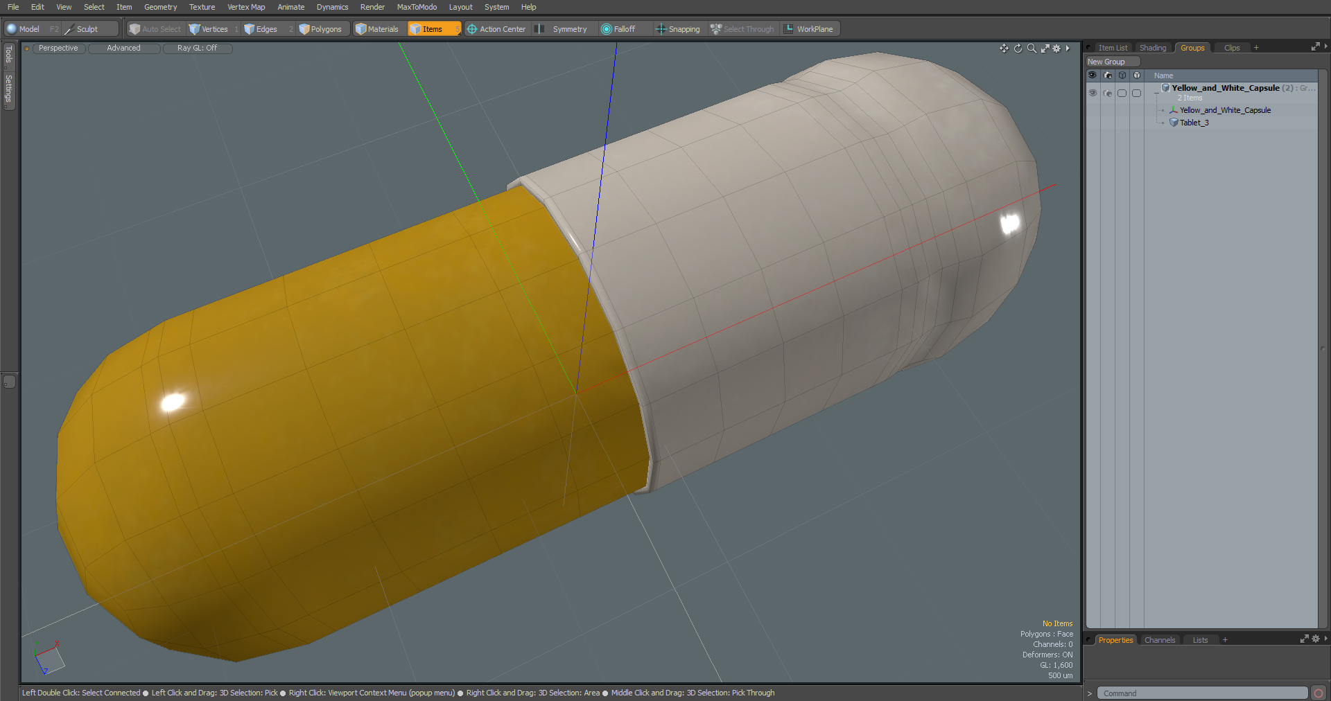 Yellow and White Capsule 3D model