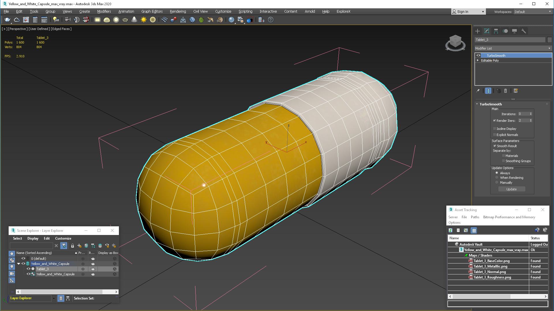 Yellow and White Capsule 3D model