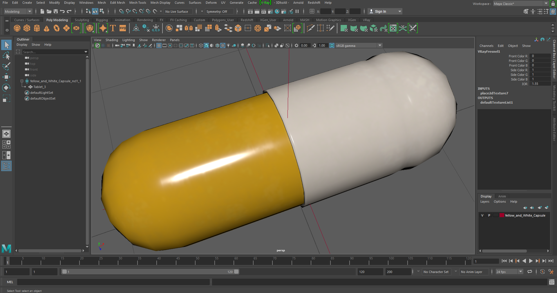 Yellow and White Capsule 3D model