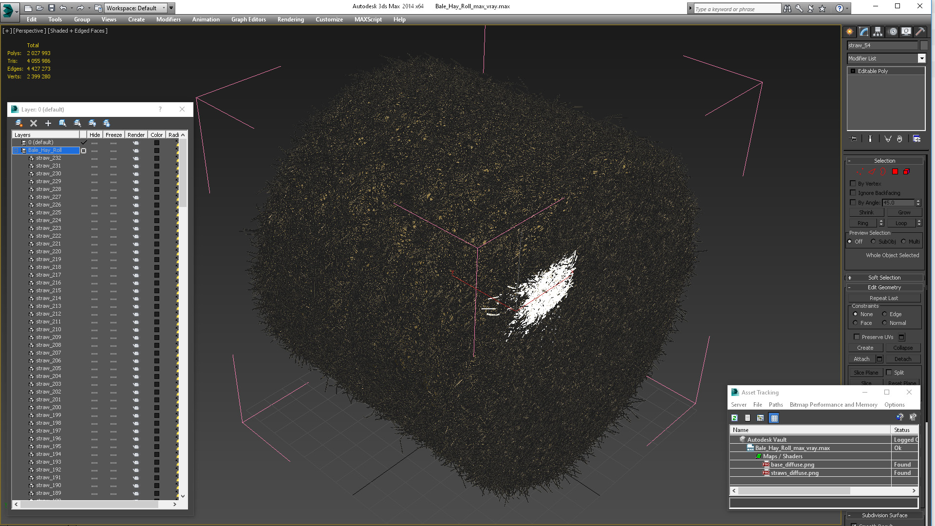 3D Bale Hay Roll model