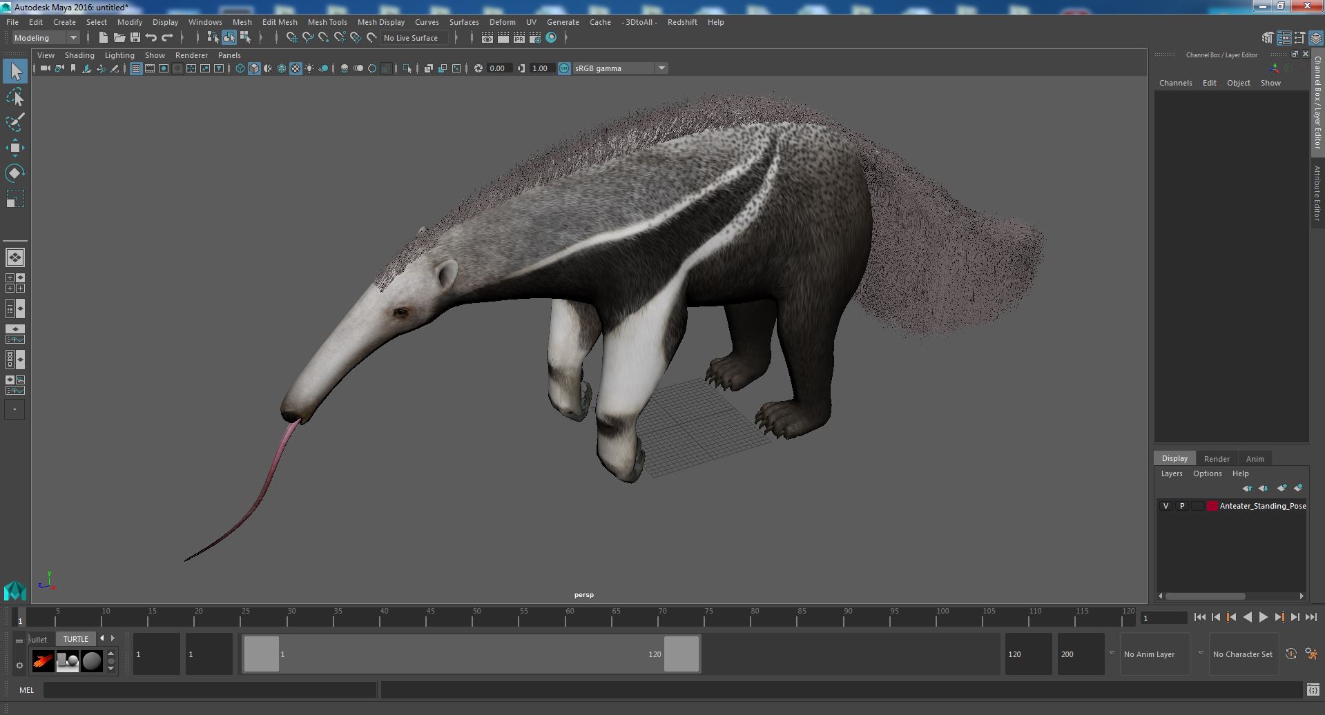 Anteater Standing Pose 3D