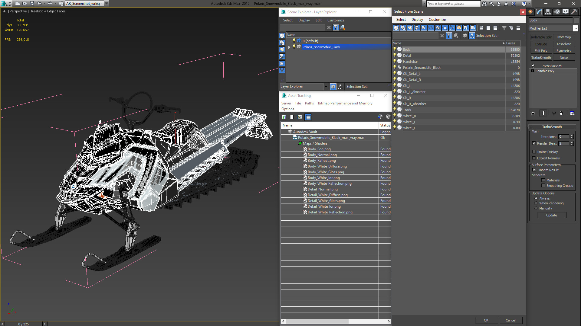 Polaris Snowmobile Black 3D model