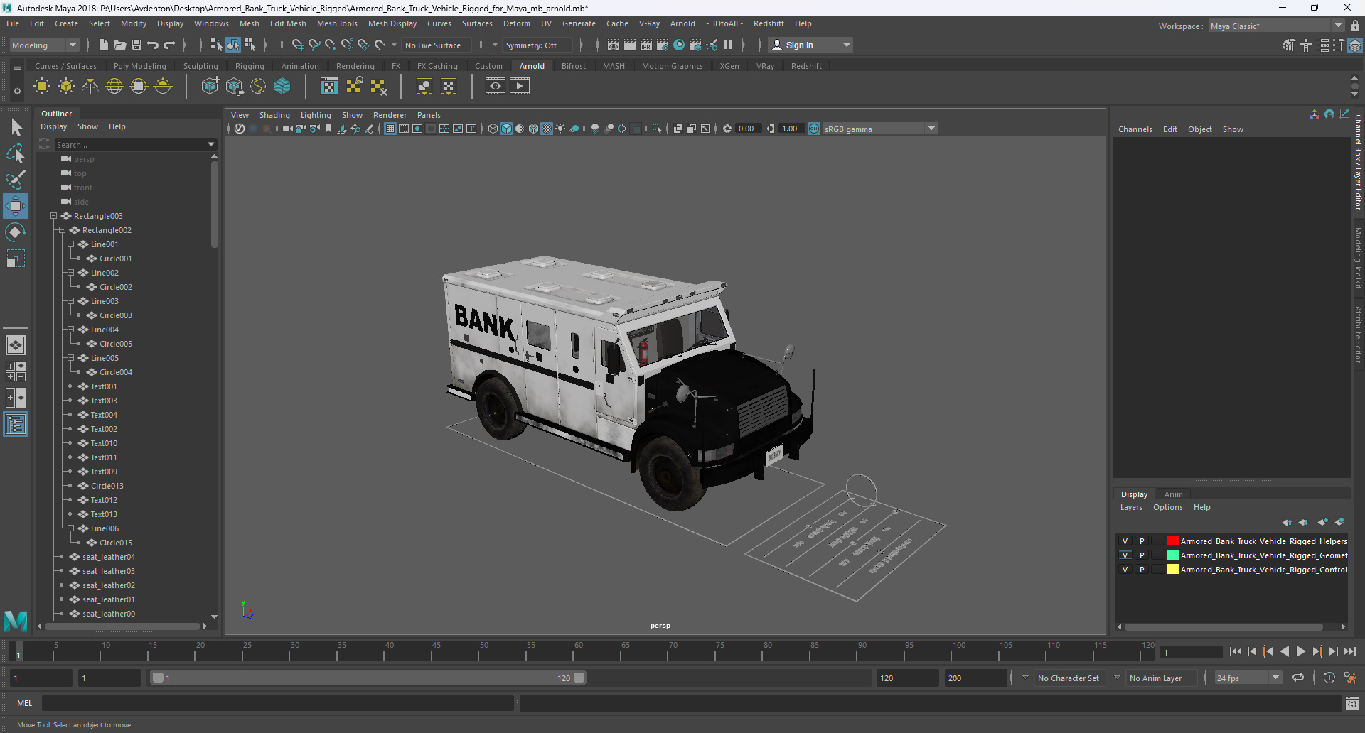 Armored Bank Truck Vehicle Rigged for Maya 3D