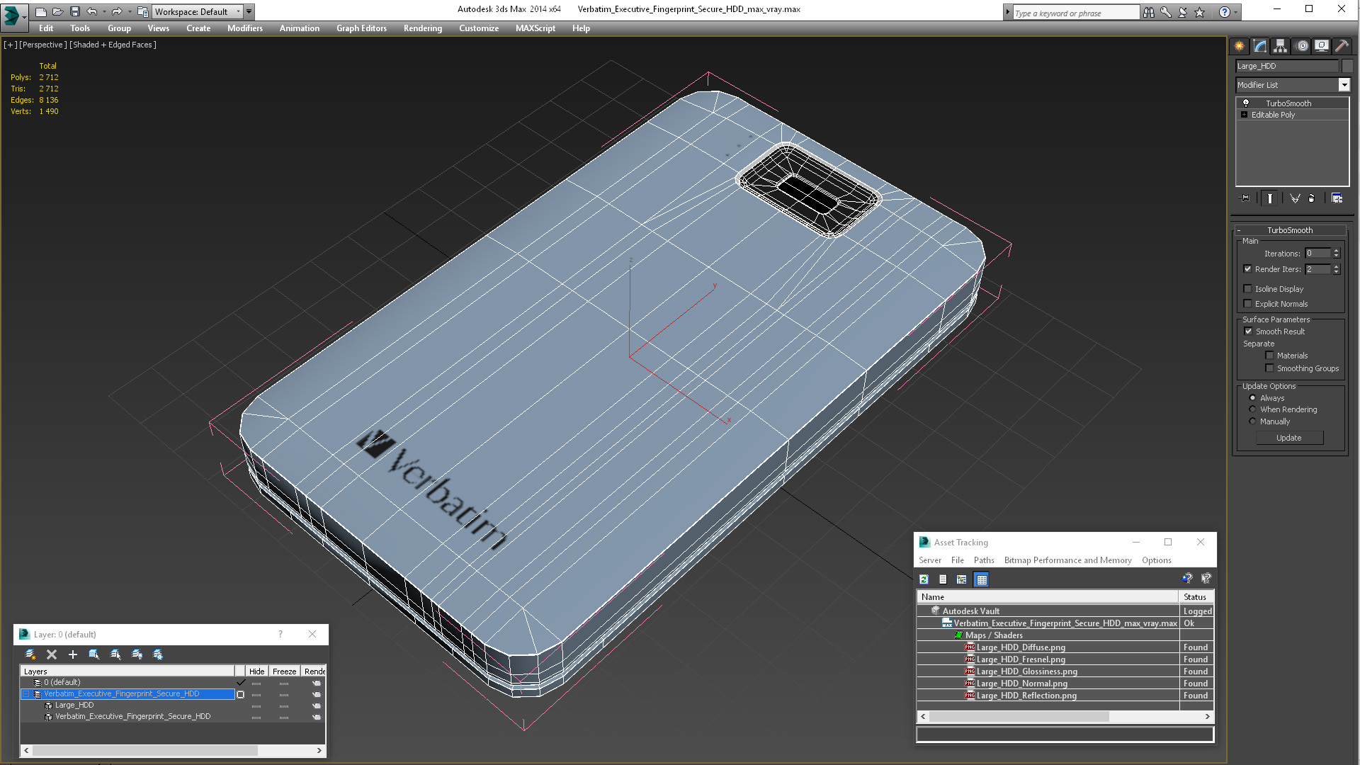 3D Verbatim Executive Fingerprint Secure HDD