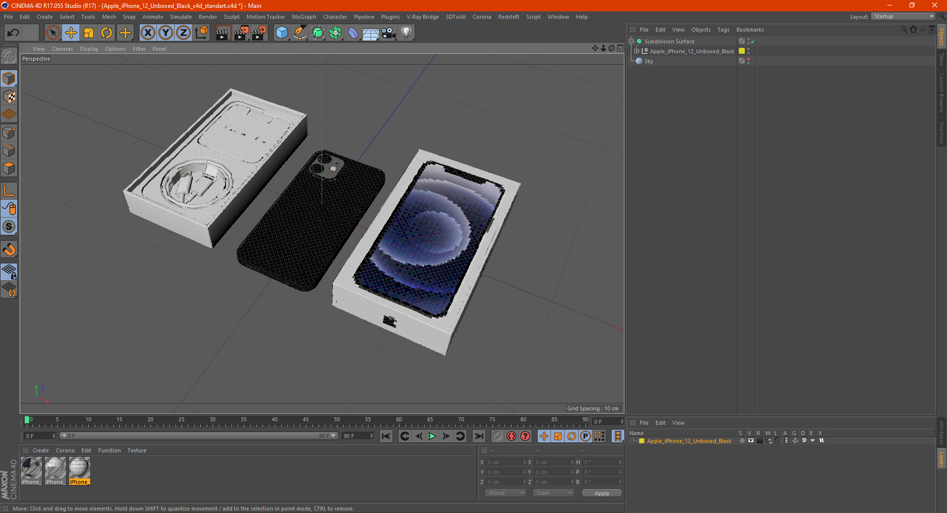 Apple iPhone 12 Unboxed Black 3D model