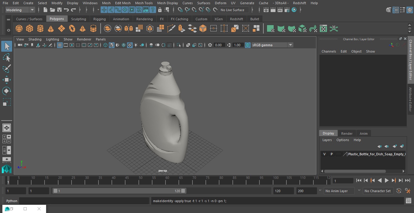 Plastic Bottle for Dish Soap Empty 3D model