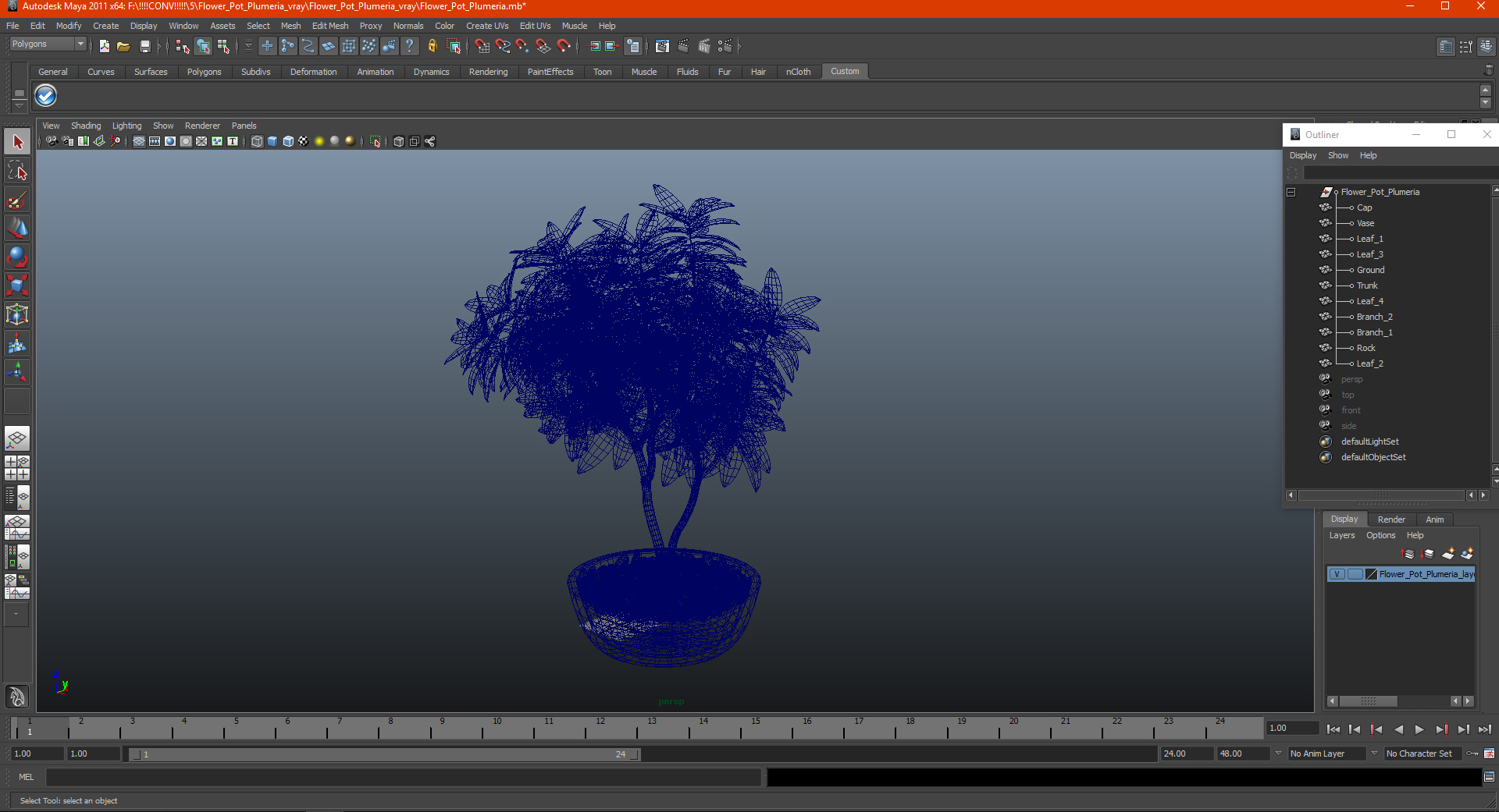 Flower Pot Plumeria 3D model