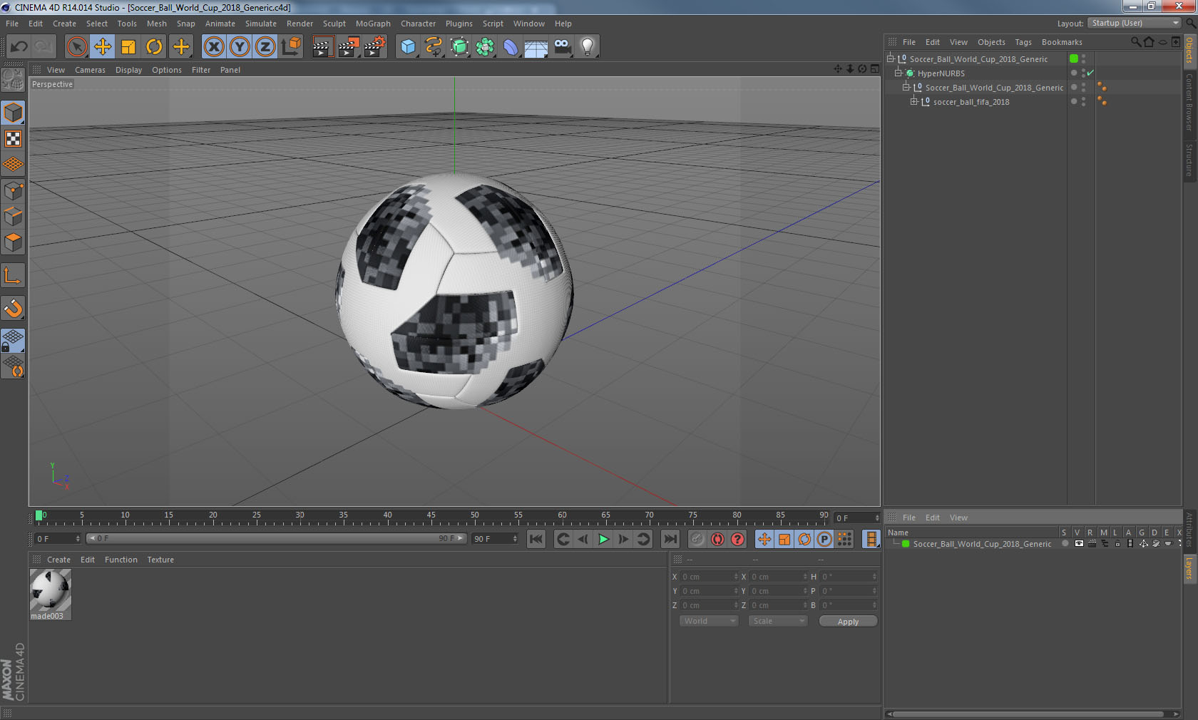 3D Soccer Ball Cup 2018 Generic model