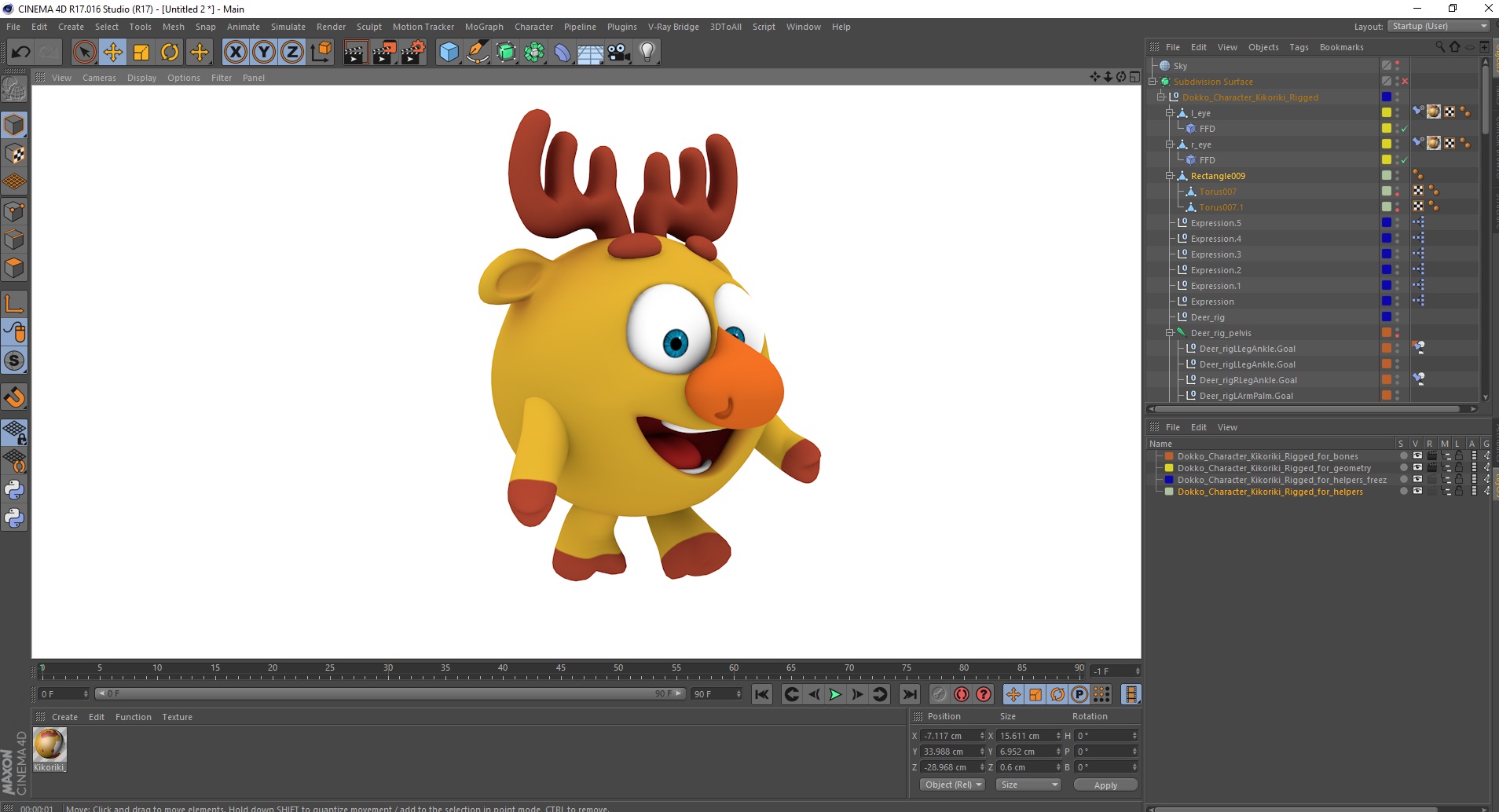 3D model Dokko Character Kikoriki Rigged for Cinema 4D