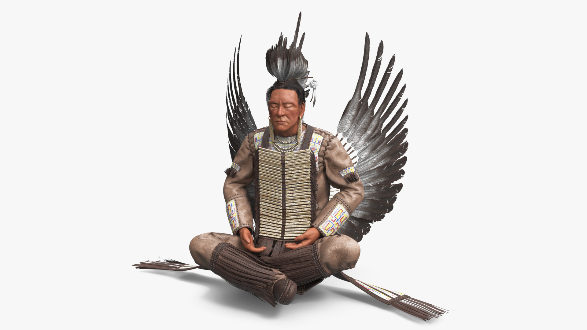 3D American Indian in Sitting Pose