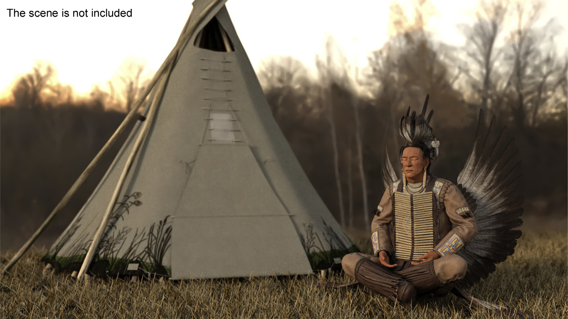 3D American Indian in Sitting Pose