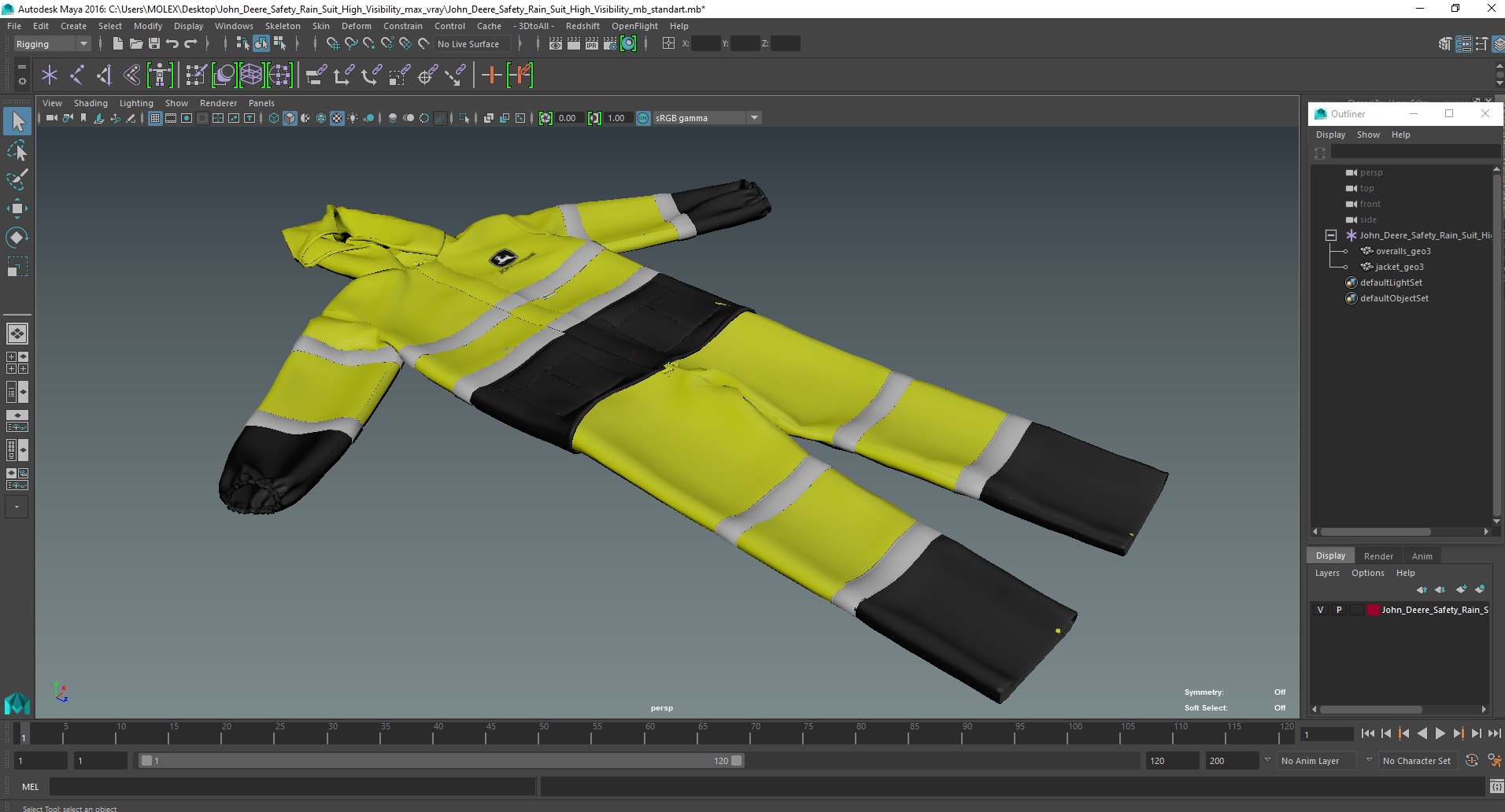 3D John Deere Safety Rain Suit High Visibility model