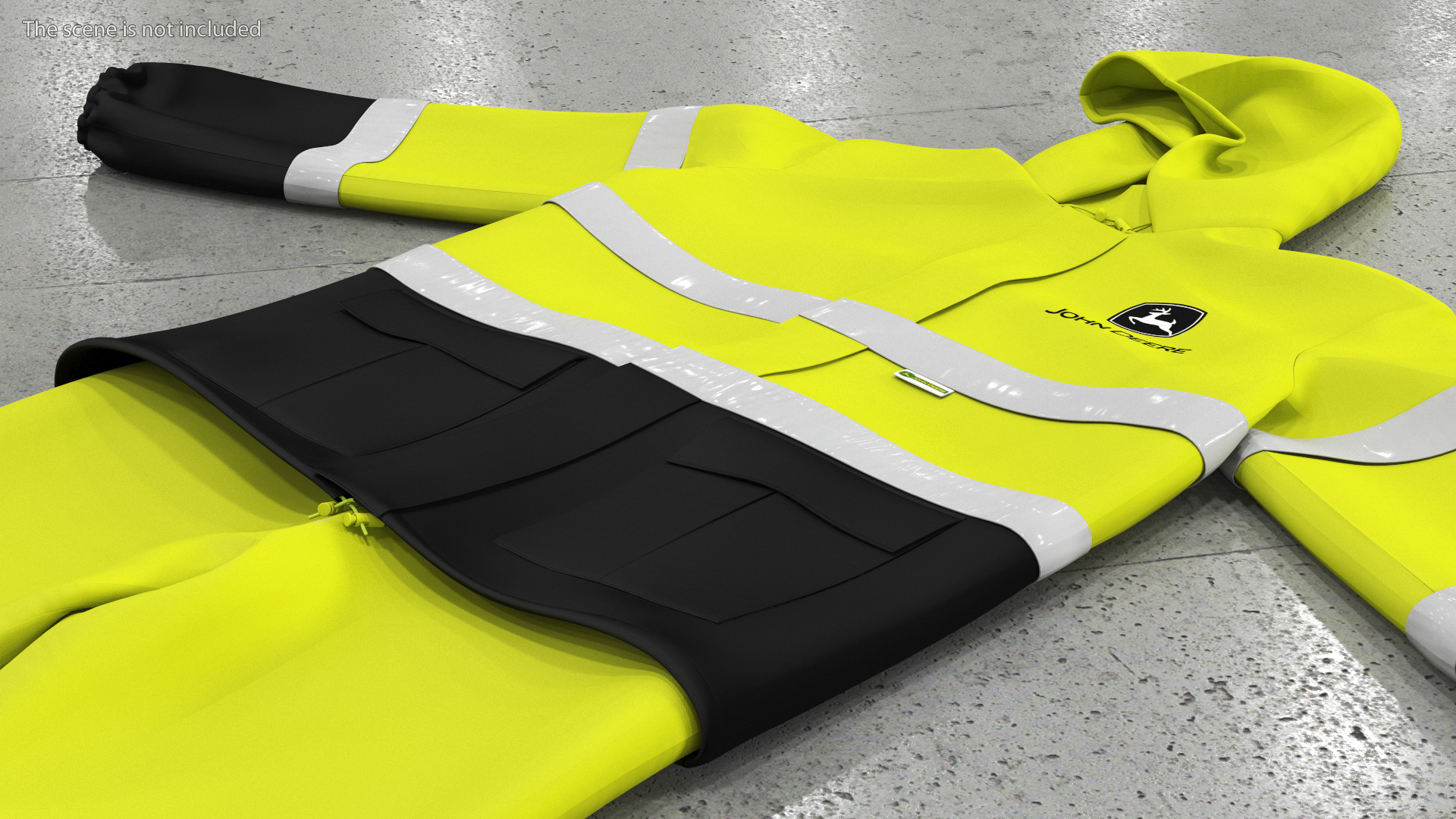 3D John Deere Safety Rain Suit High Visibility model