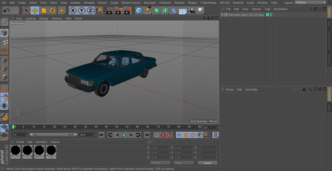 3D model Mercedes Benz 350 SE Blue