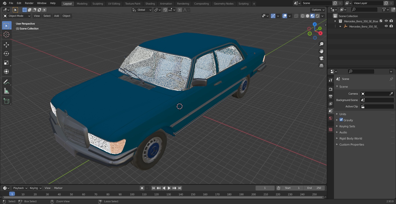 3D model Mercedes Benz 350 SE Blue