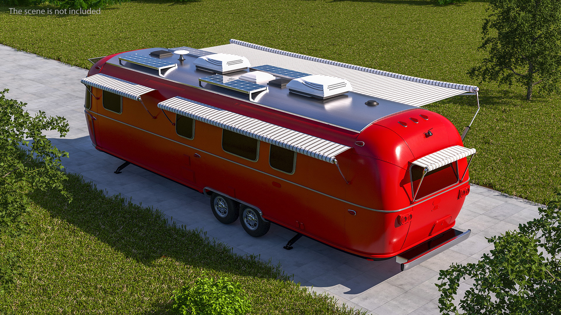 3D Classic Travel Trailer Red