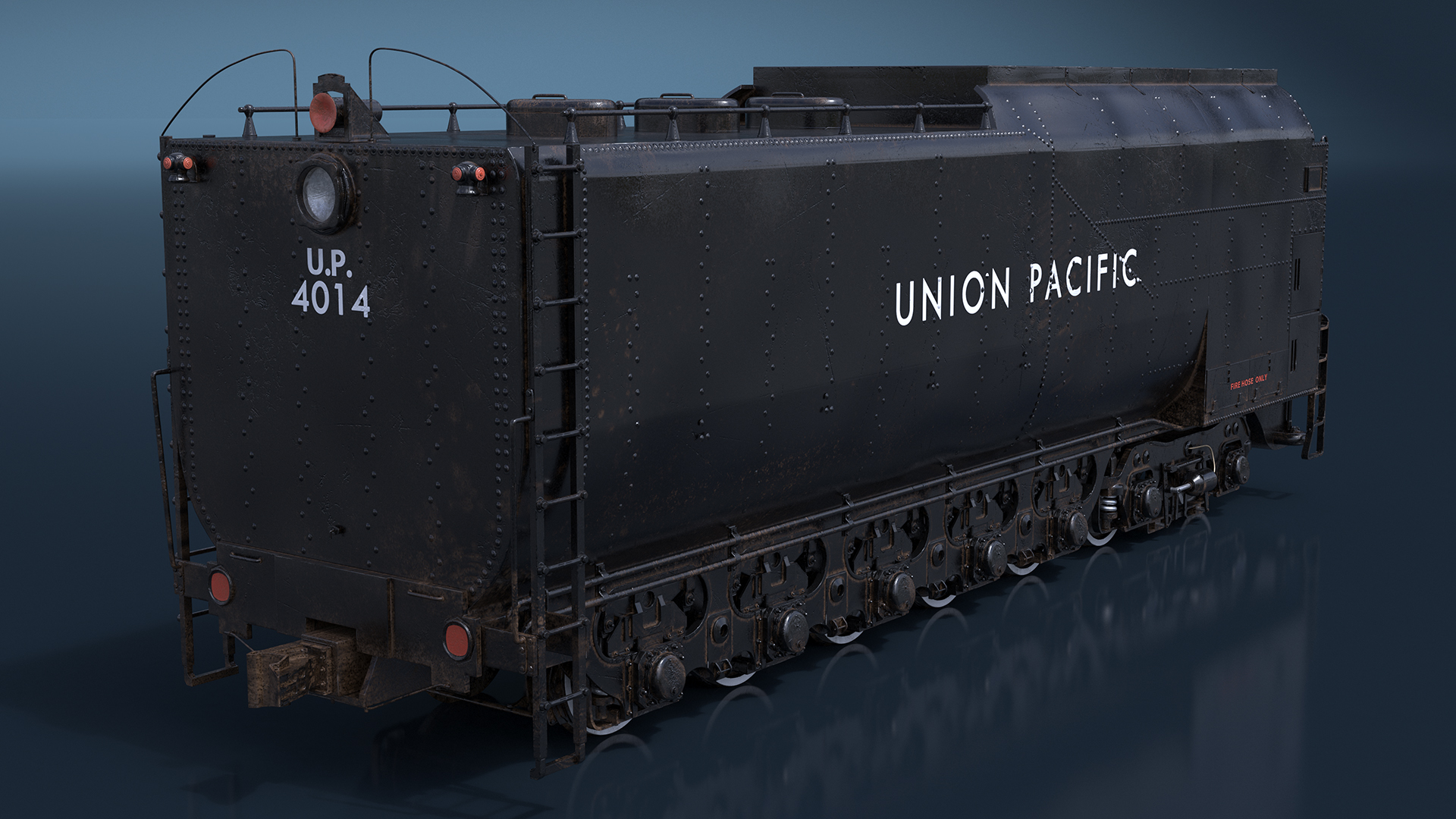 3D Trailed Tender for Locomotive Rigged