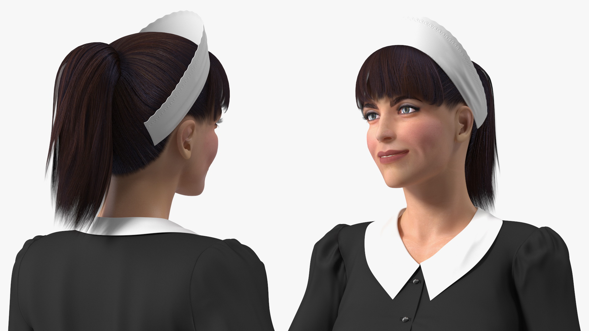 Housekeeping Maid with Handheld Vacuum Cleaner Rigged for Modo 3D