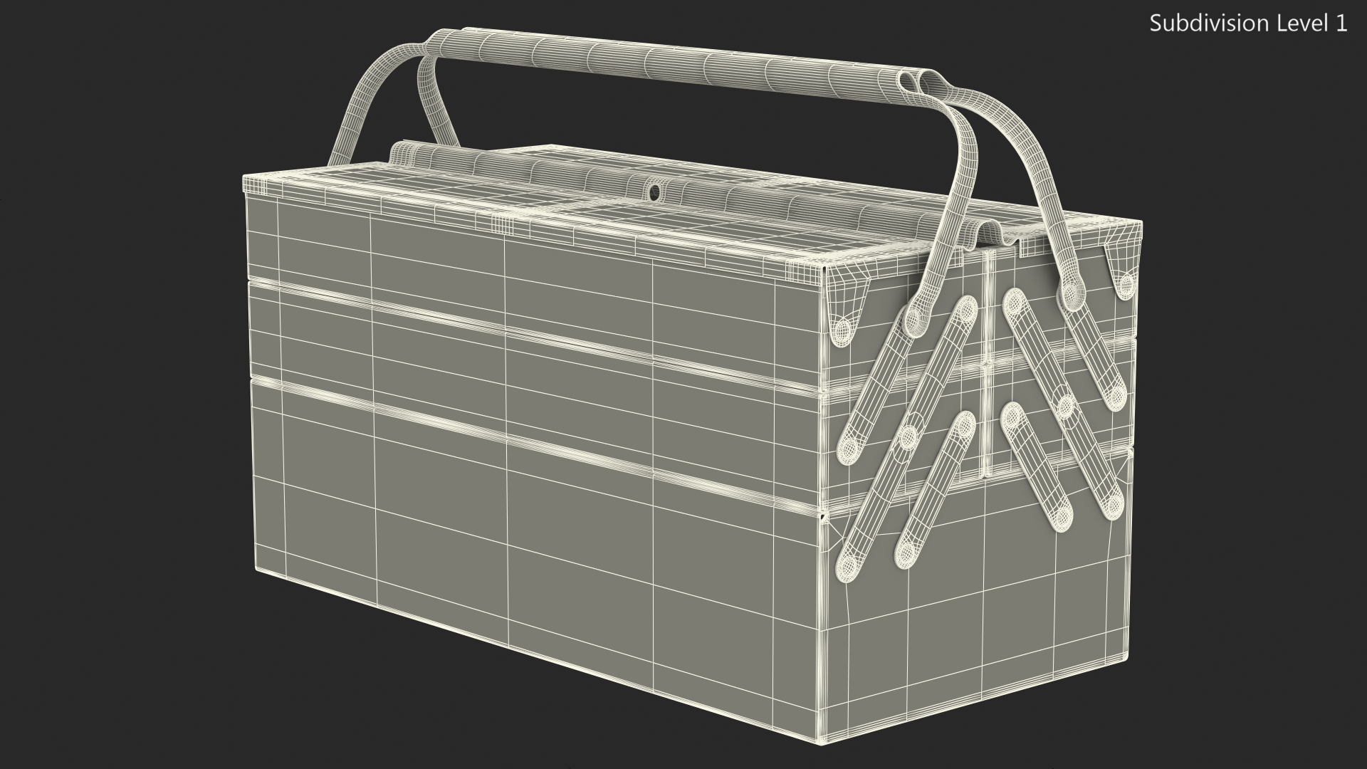 Metal Cantilever Tool Box Orange Rigged 3D model