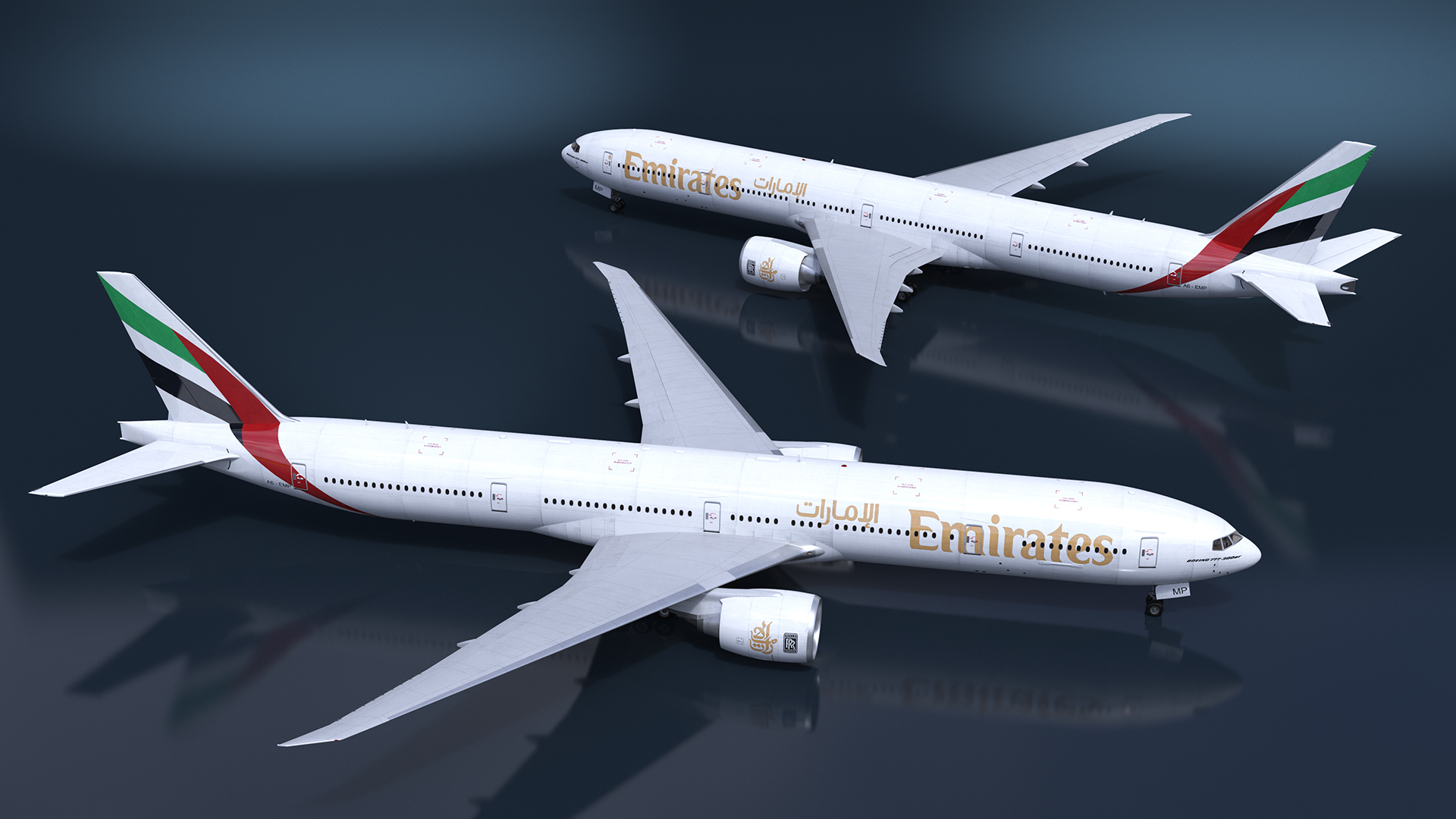 3D Emirates Boeing 777 Rigged