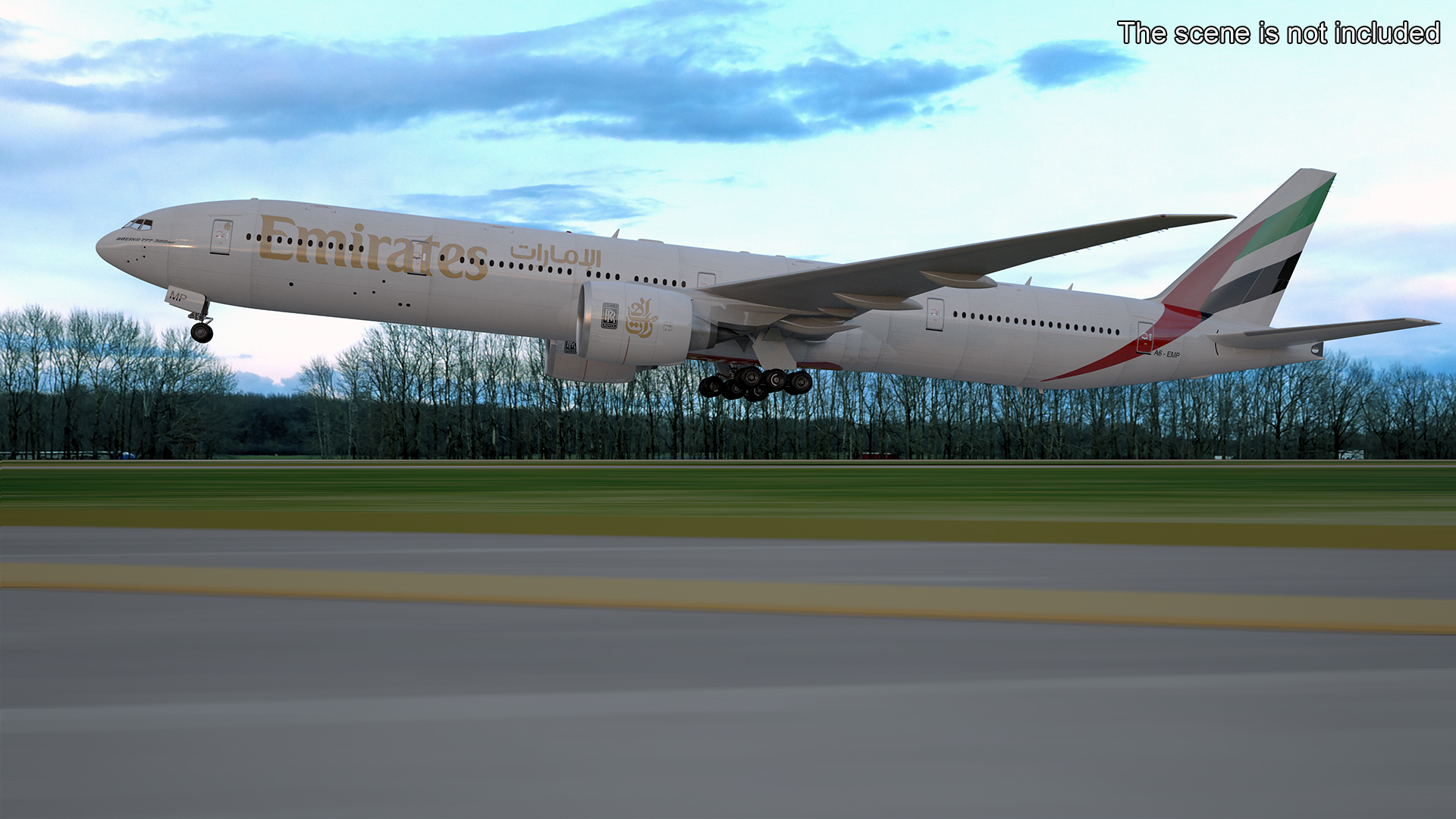 3D Emirates Boeing 777 Rigged