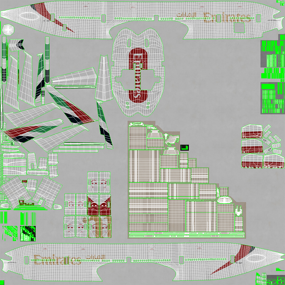 3D Emirates Boeing 777 Rigged